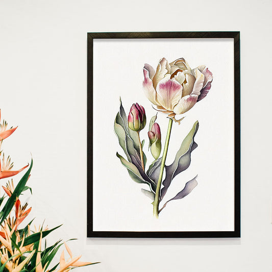 Nacnic watercolor minmal Tulip_2. Aesthetic Wall Art Prints for Bedroom or Living Room Design.-Artwork-Nacnic-A4-Sin Marco-Nacnic Estudio SL