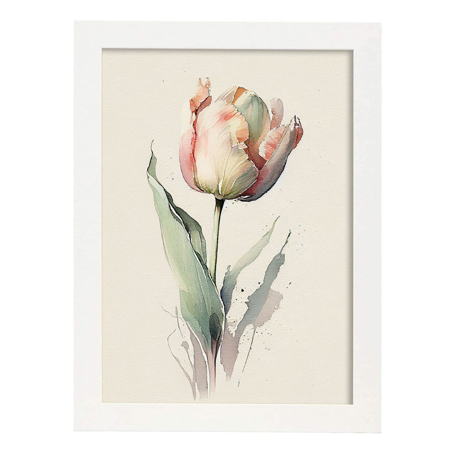 Nacnic watercolor minmal Tulip_4. Aesthetic Wall Art Prints for Bedroom or Living Room Design.-Artwork-Nacnic-A4-Marco Blanco-Nacnic Estudio SL