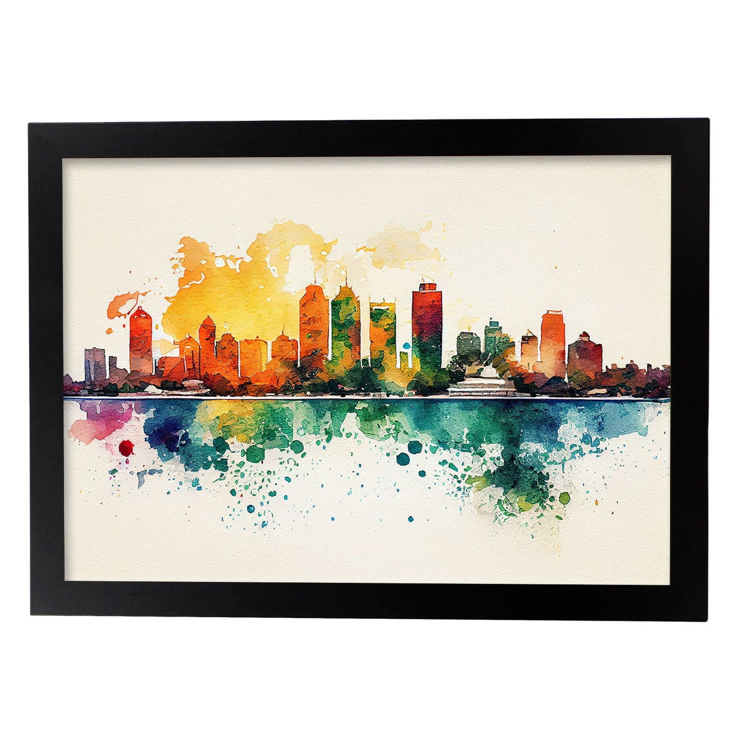 Lámina Acuarela Skyline Ciudad de Cancun Nacnic