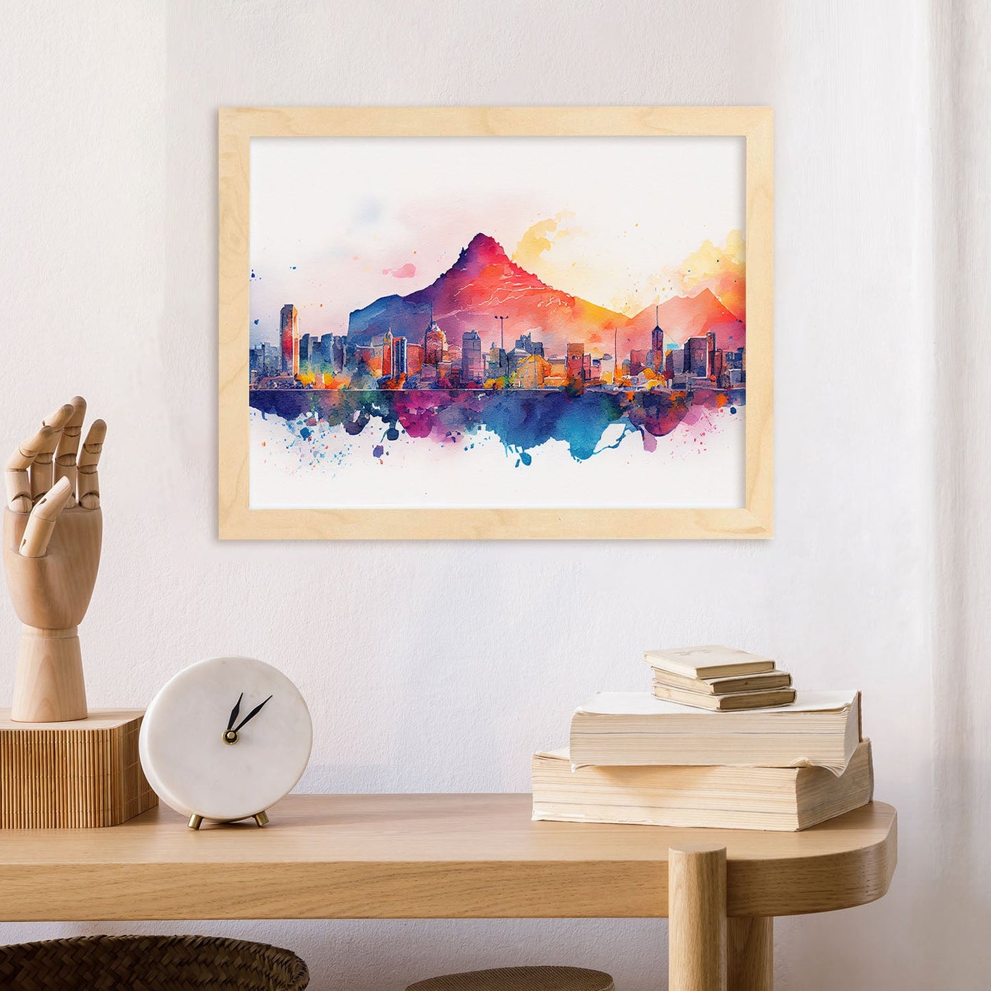 Lámina Acuarela Skyline Ciudad de Cape Town Nacnic