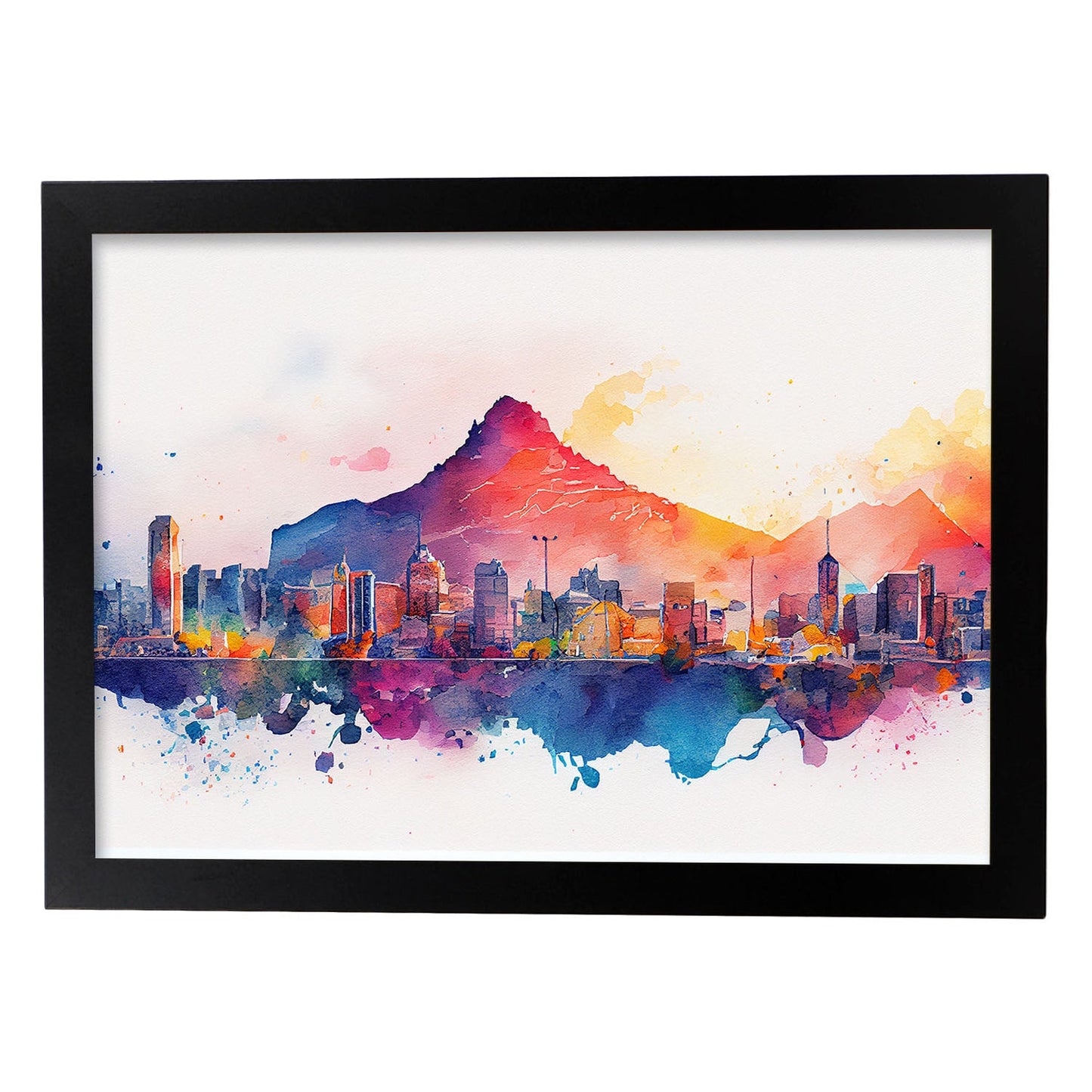 Lámina Acuarela Skyline Ciudad de Cape Town Nacnic