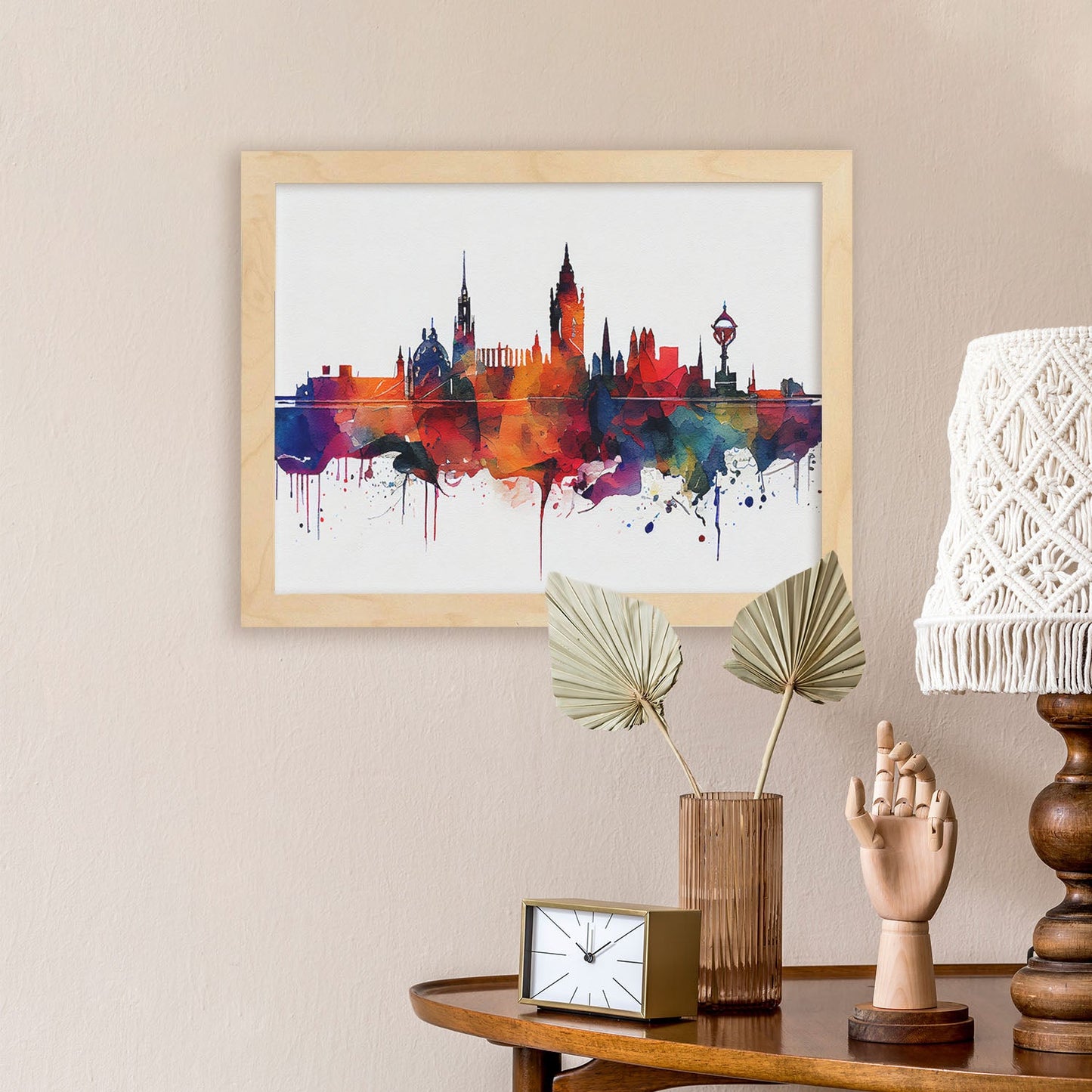 Lámina Acuarela de Skyline de la Ciudad de Edimburgo de Nacnic