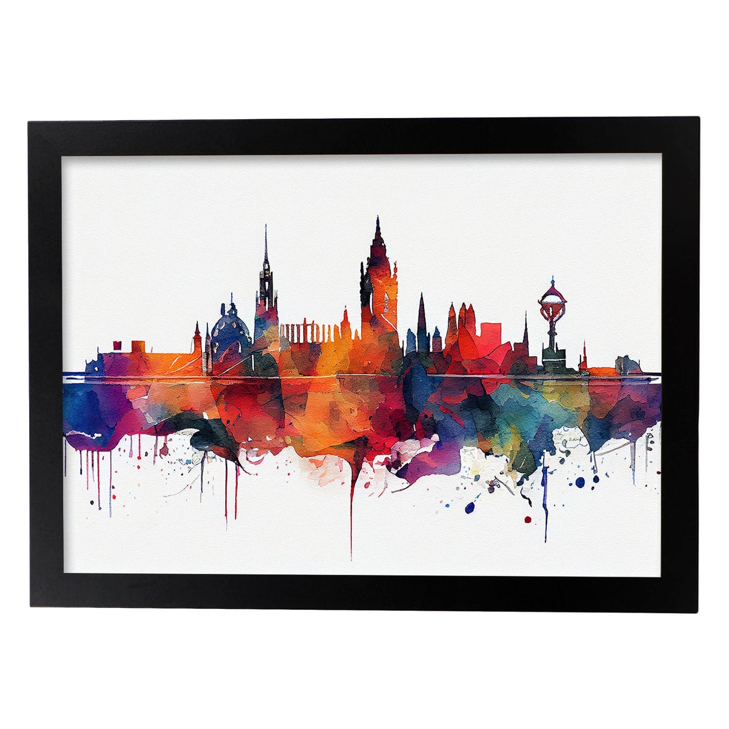 Lámina Acuarela de Skyline de la Ciudad de Edimburgo de Nacnic