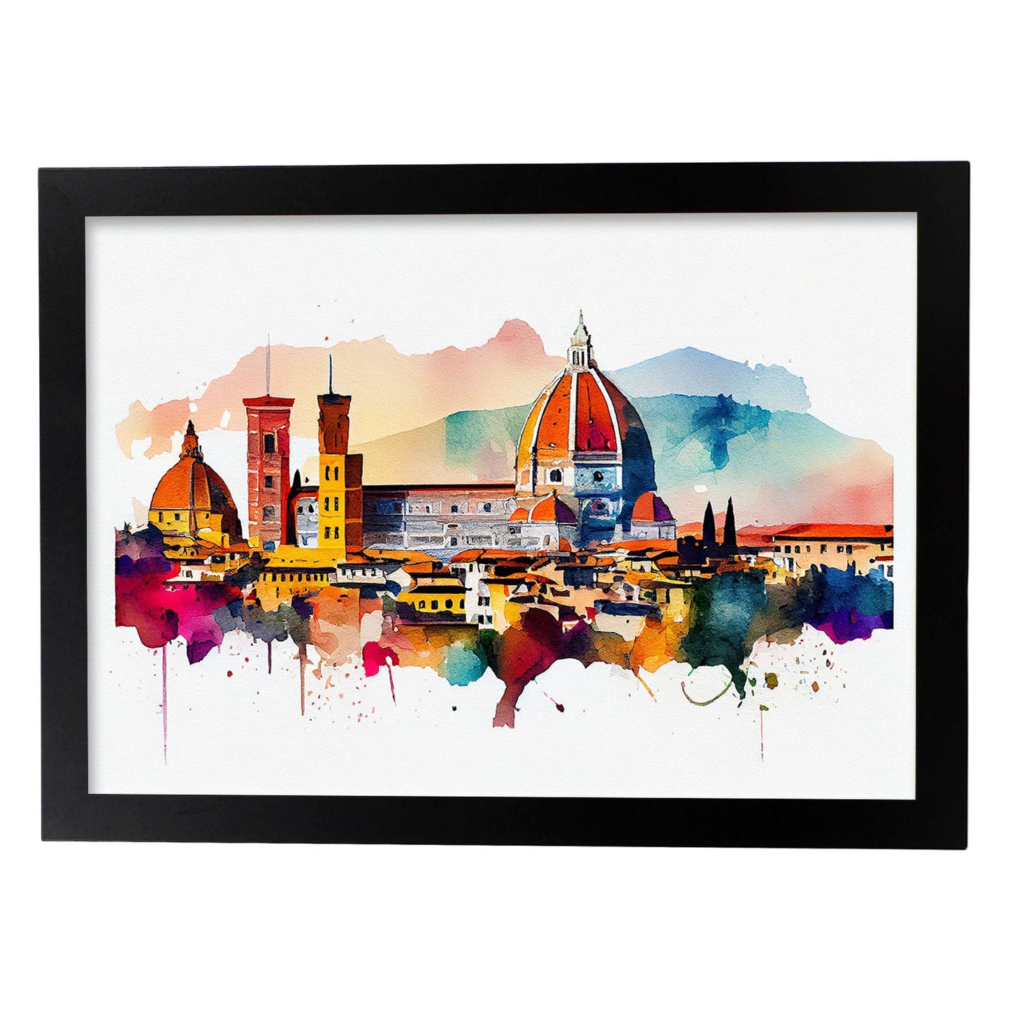 Lámina Acuarela del Skyline de Florencia Nacnic