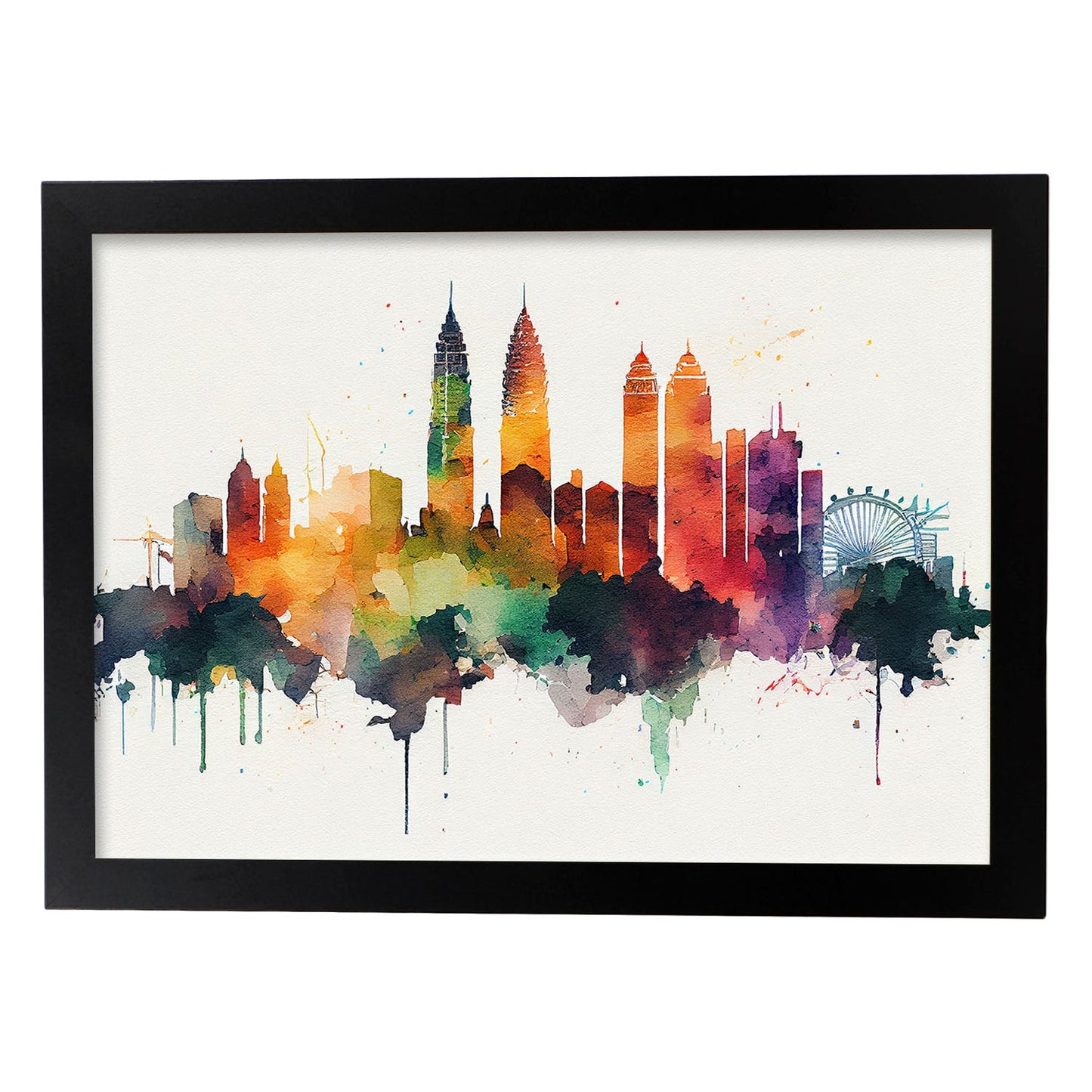 Láminas Acuarela de Skyline de Kuala Lumpur Nacnic