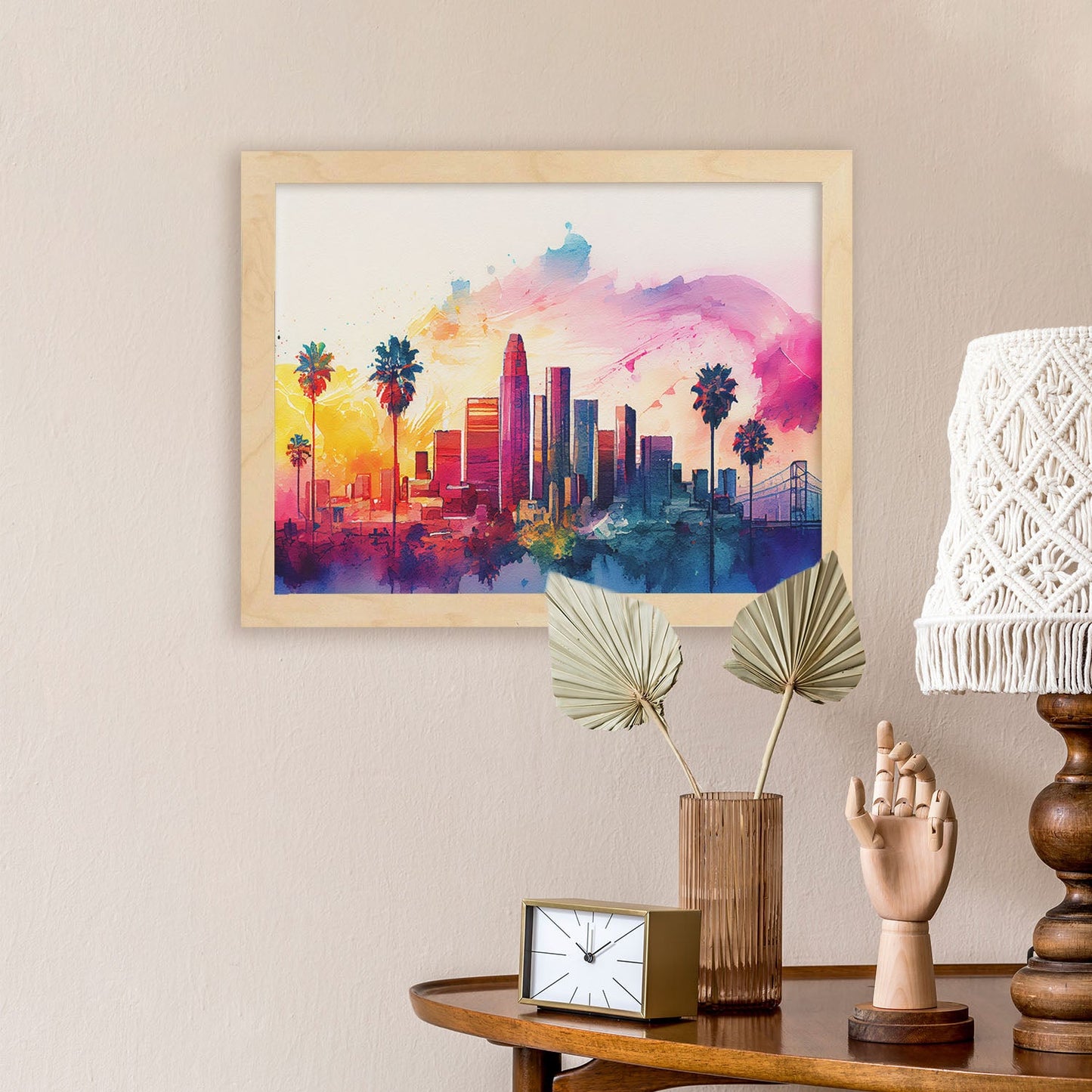 Lamina Acuarela Skyline de Los Angeles Nacnic