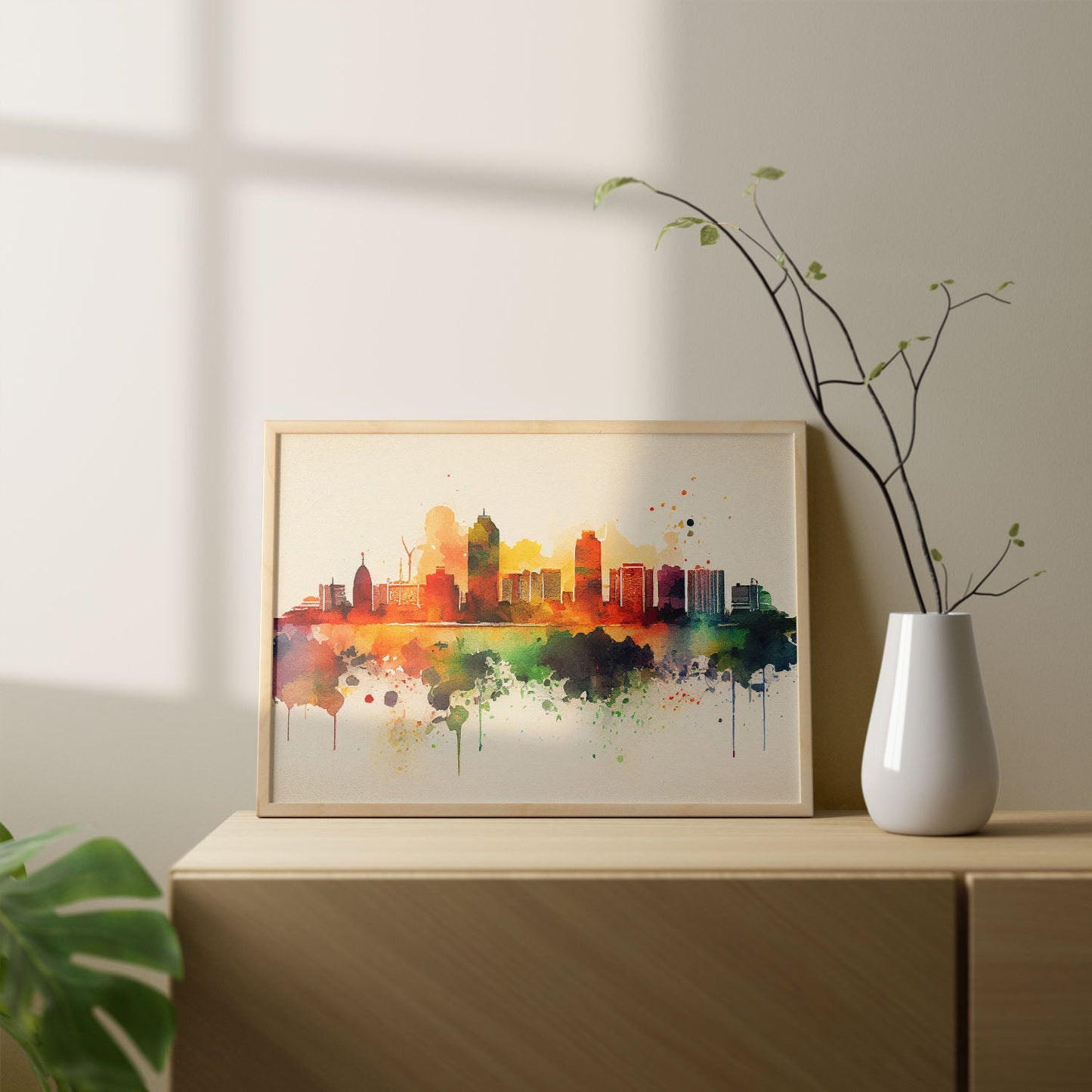 Lámina Acuarela Skyline de Luanda Nacnic