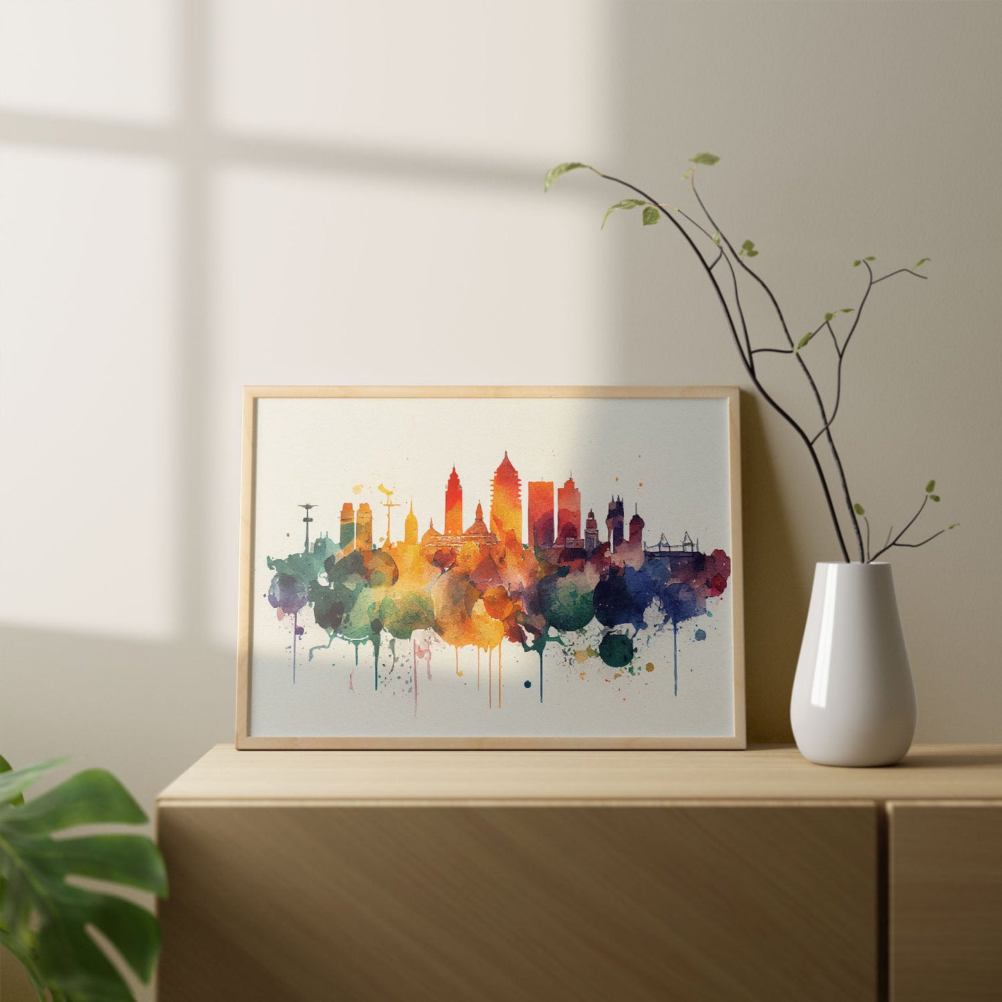 Lámina Acuarela Skyline de Madrid Nacnic
