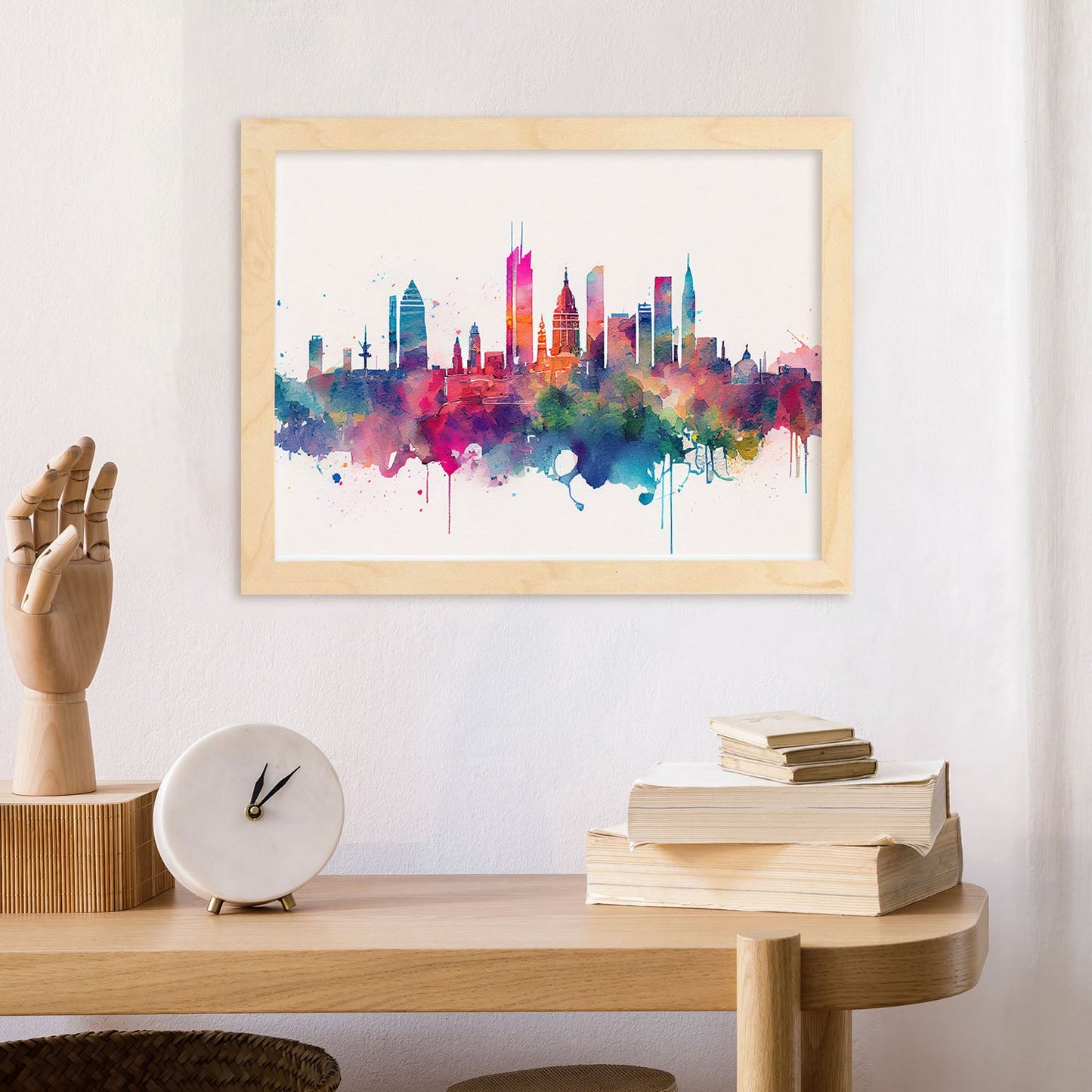 Lámina Acuarela Skyline Ciudad de México Nacnic