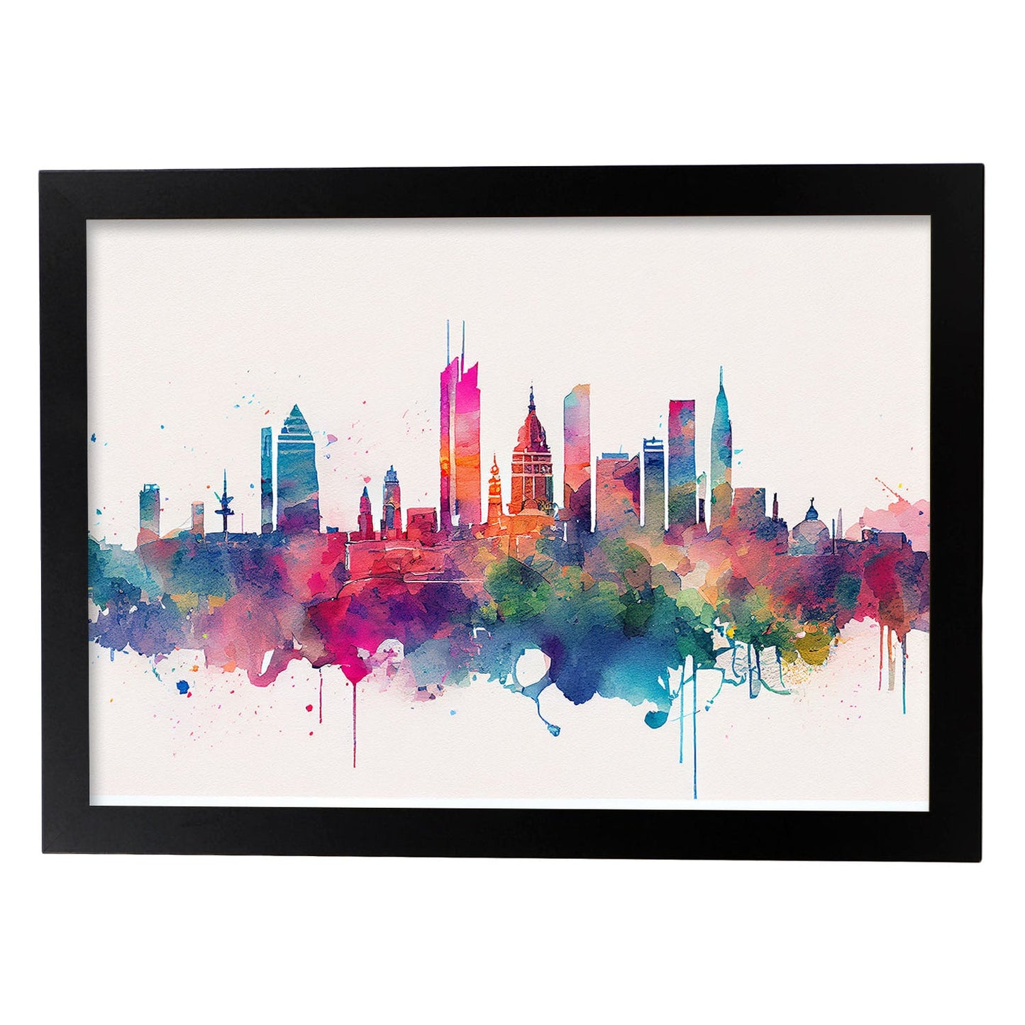 Lámina Acuarela Skyline Ciudad de México Nacnic