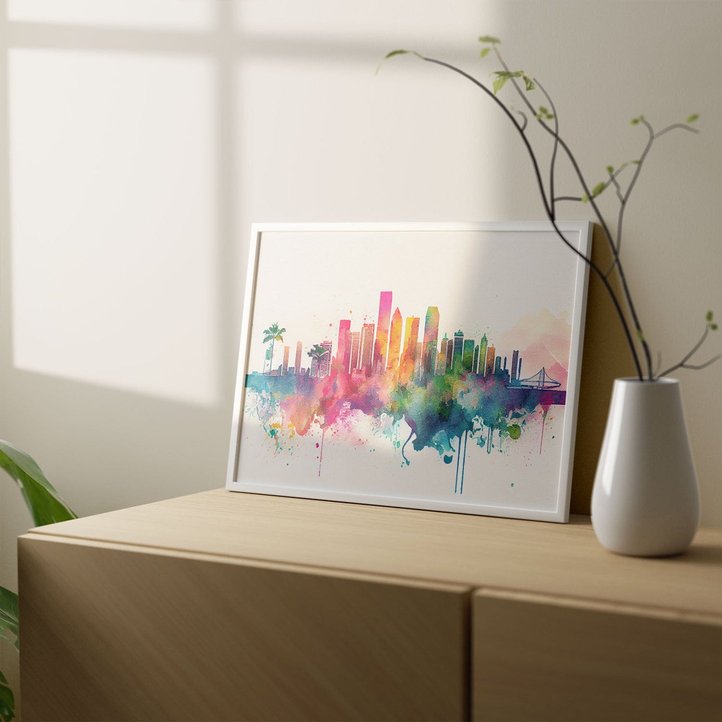 Lámina Acuarela del Skyline de Miami Nacnic
