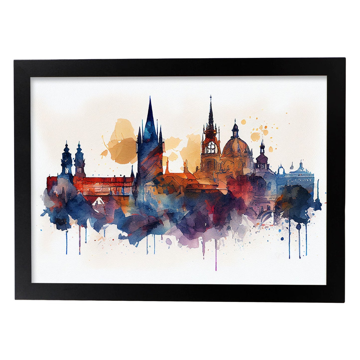 Lámina de Acuarela de la Ciudad de Praga Nacnic