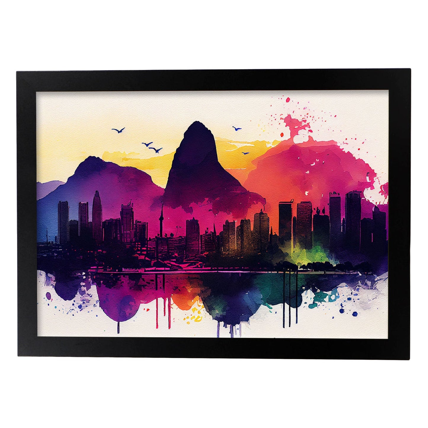 Lamina Acuarela del Skyline de Rio de Janeiro Nacnic
