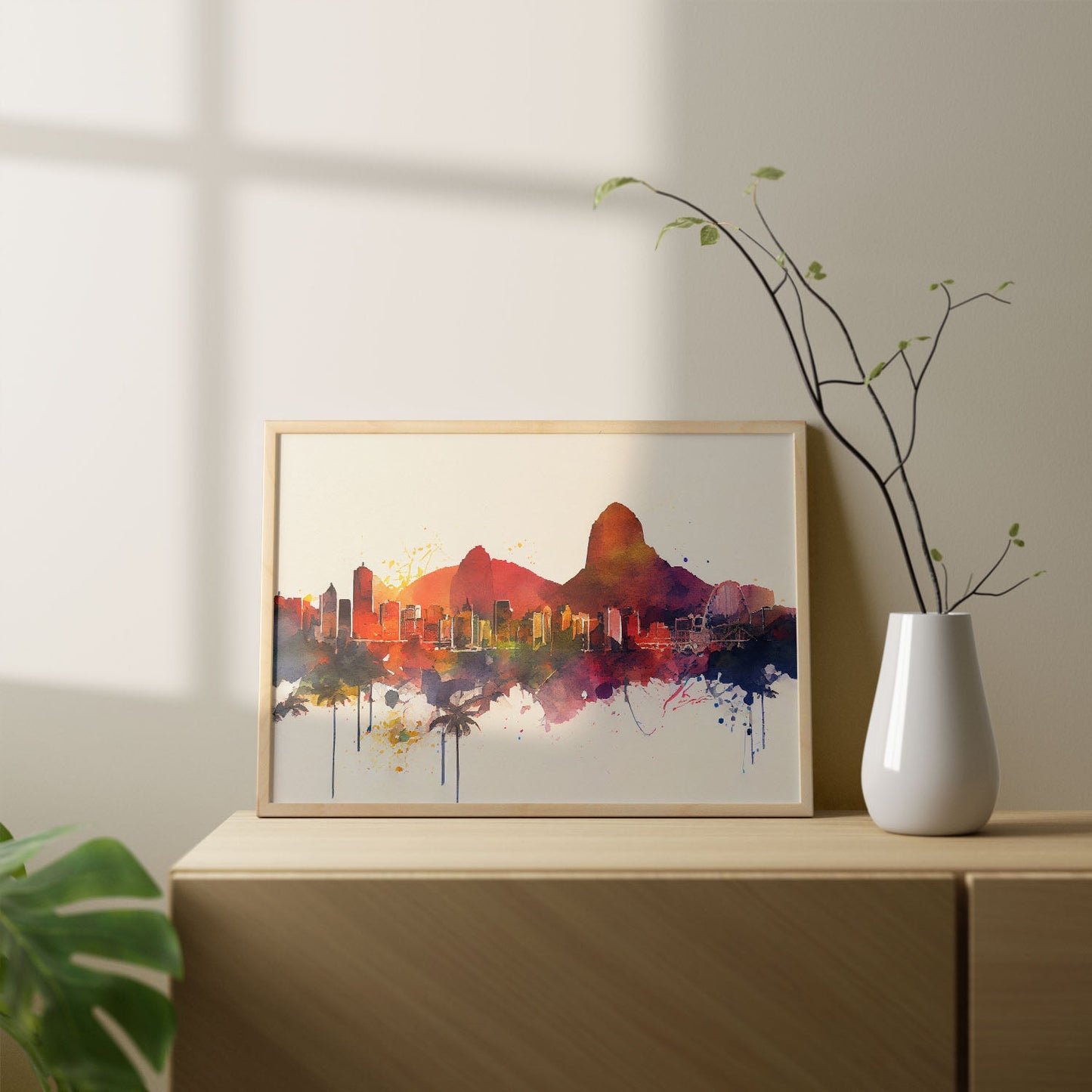 Lámina Acuarela Skyline de Rio de Janeiro Nacnic