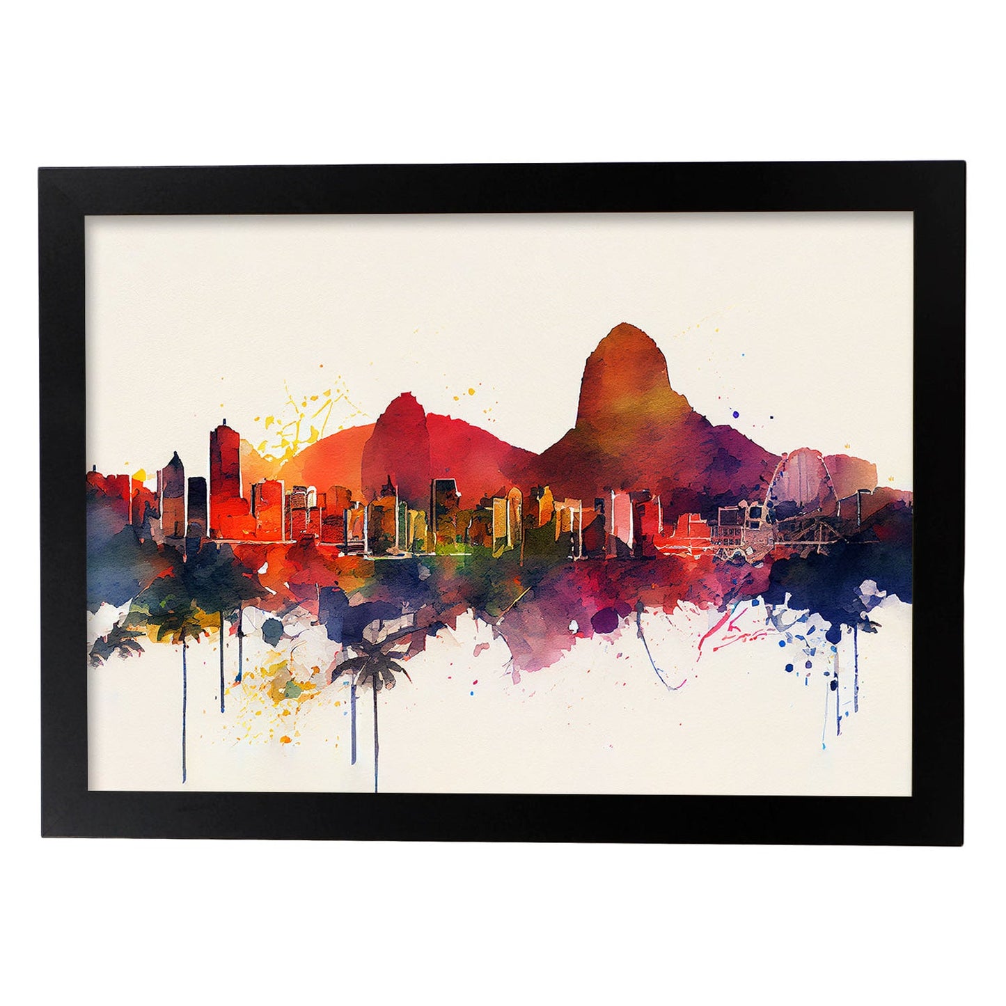Lámina Acuarela Skyline de Rio de Janeiro Nacnic