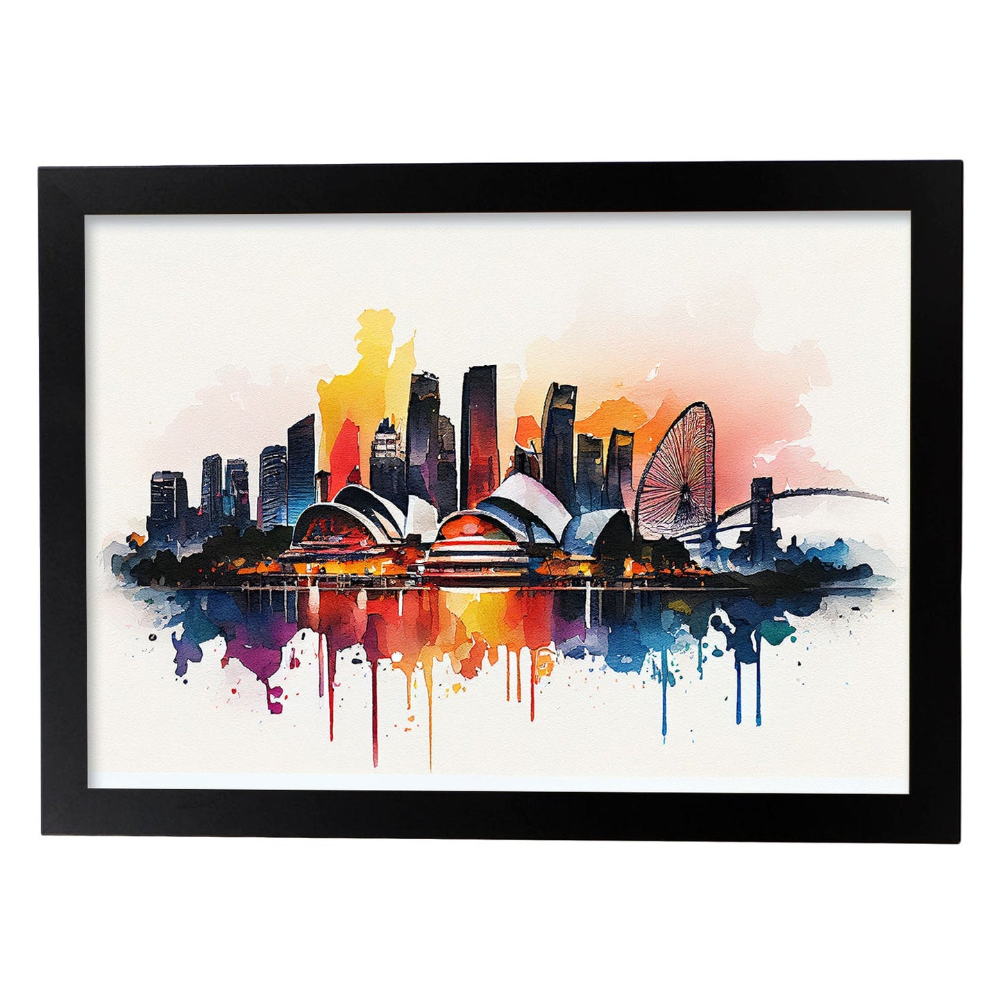 Lámina Nacnic Acuarela Skyline de Singapur