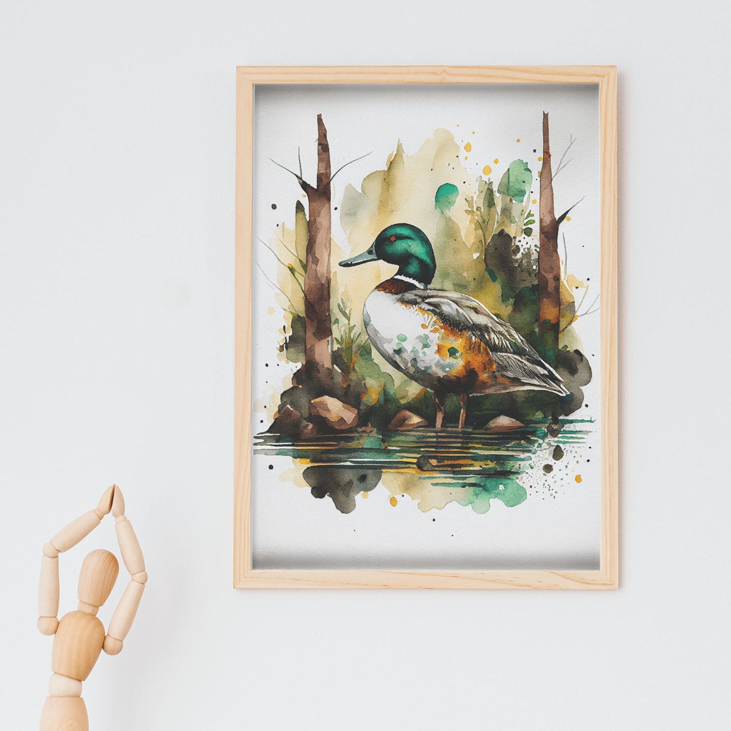 Lámina Acuarela de Pato en el Bosque Nacnic