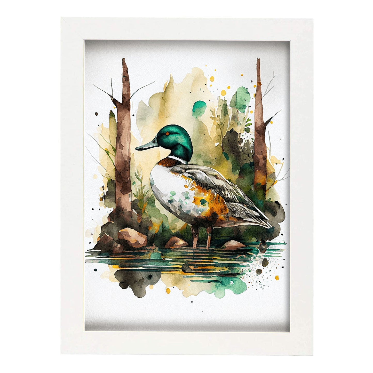 Lámina Acuarela de Pato en el Bosque Nacnic