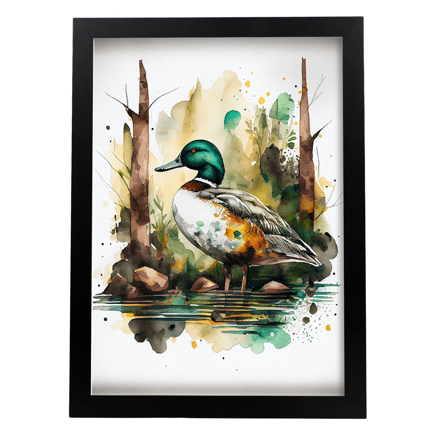 Lámina Acuarela de Pato en el Bosque Nacnic