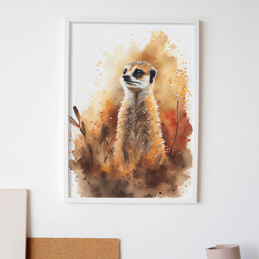 Lámina Nacnic de Suricata en Acuarela en el Bosque