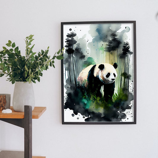 Lámina de Acuarela de Panda en el Bosque Nacnic
