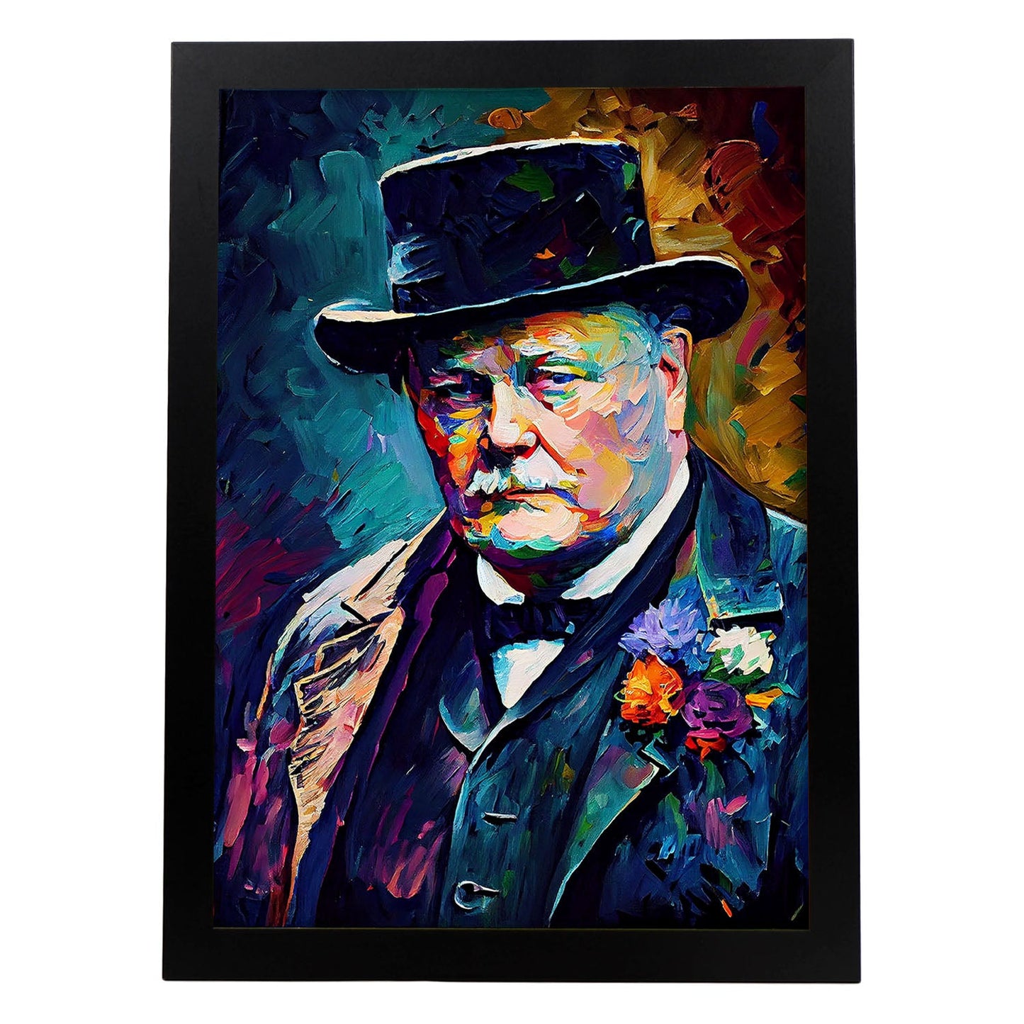 Nacnic Winston Churchill Pintura al óleo Strokes Colorfu. Estampados de arte de pared estético para el diseño de dormitorio o sala de estar.-Artwork-Nacnic-A4-Sin marco-Nacnic Estudio SL