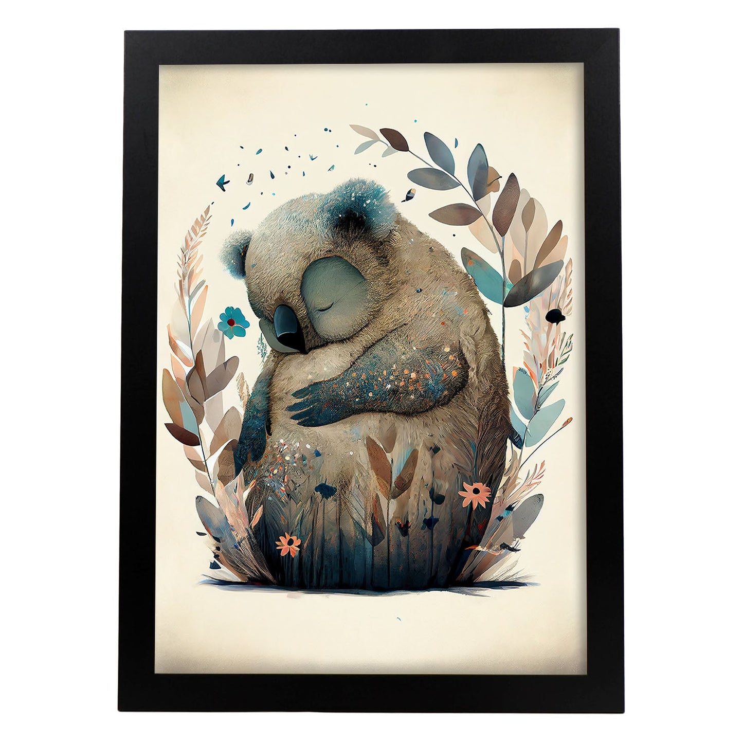 Nácnico abstracto dormido Fluffy Koala Precisionism Style Wh. Estampados de arte de pared estético para el diseño de dormitorio o sala de estar.-Artwork-Nacnic-A4-Sin marco-Nacnic Estudio SL
