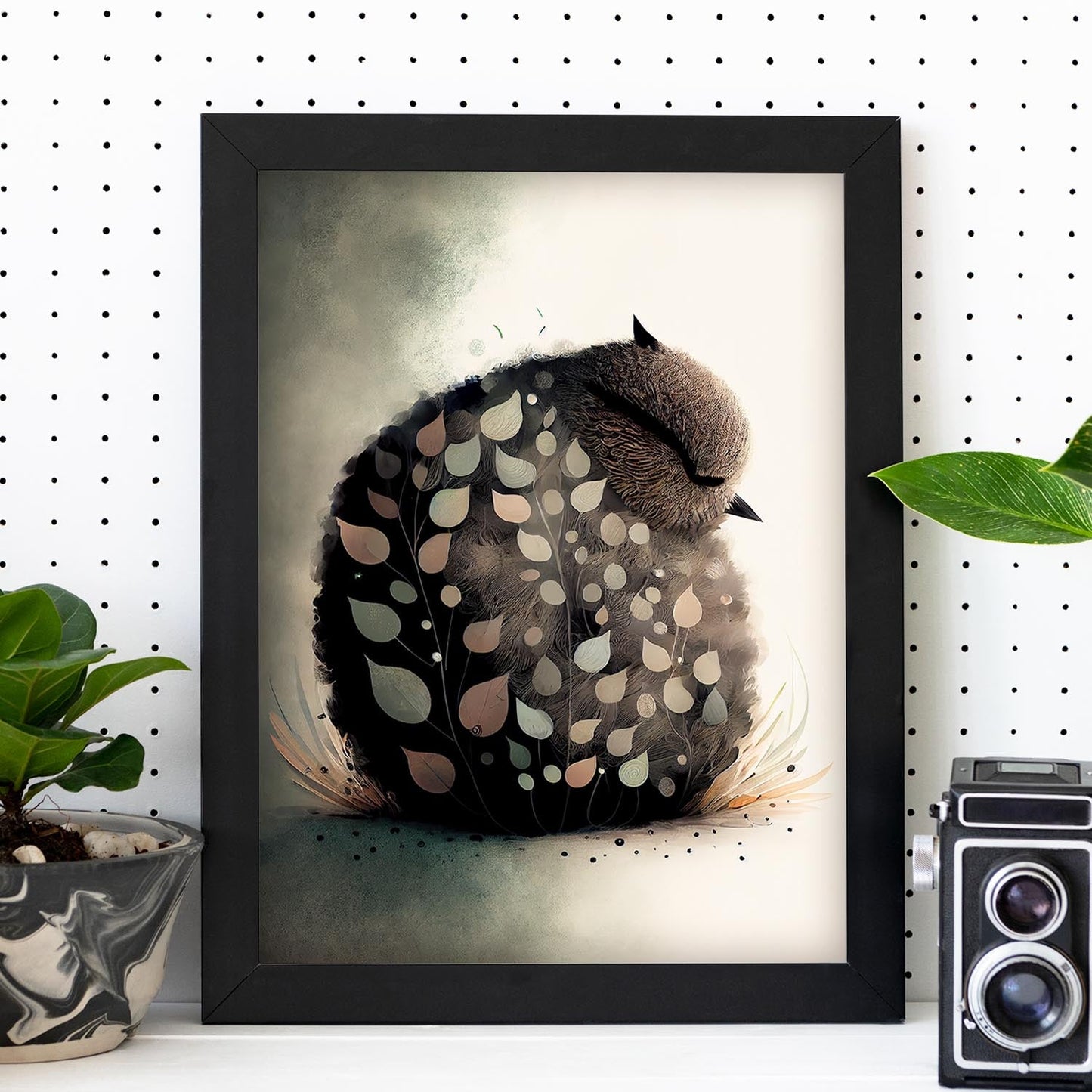 Nácnico abstracto duermo para pájaros esponjosos precisionism Whi. Estampados de arte de pared estético para el diseño de dormitorio o sala de estar.-Artwork-Nacnic-Nacnic Estudio SL