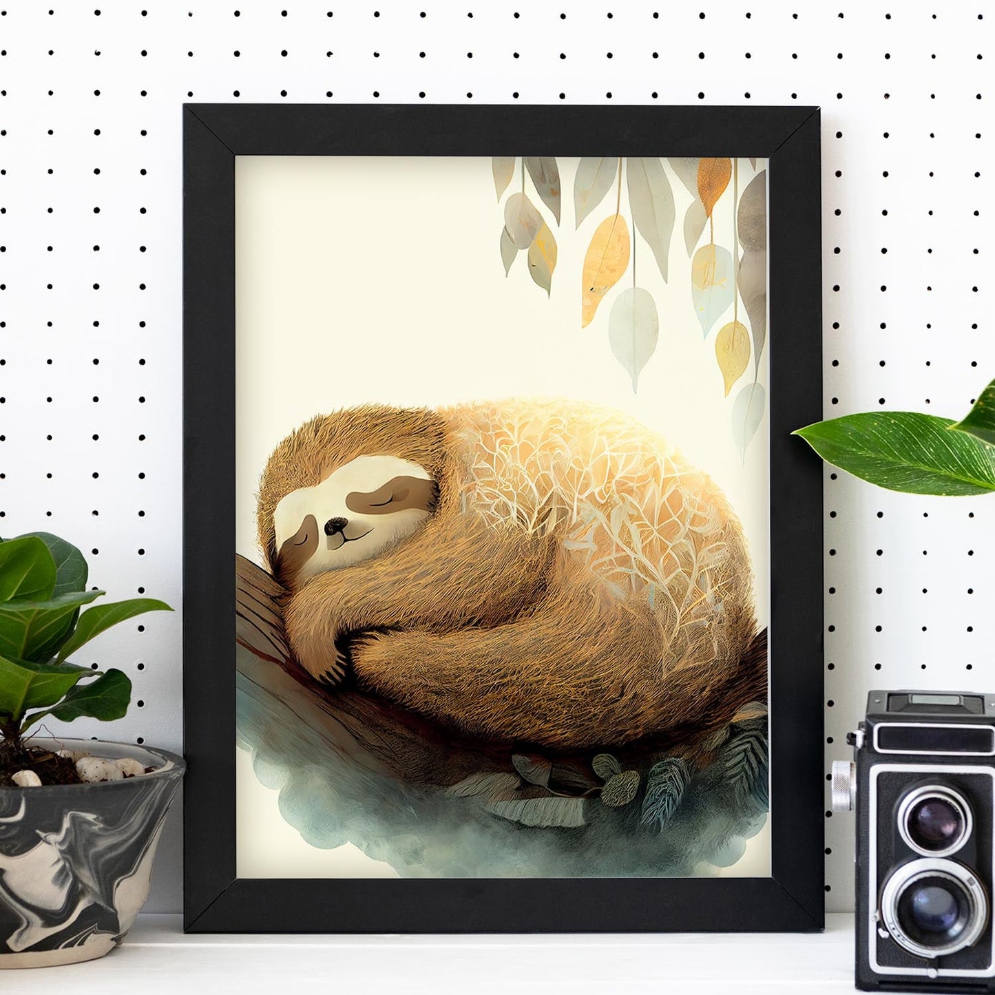 Nácnico abstracto durmiendo el estilo de precisión de la pereza esponjosa wh. Estampados de arte de pared estético para el diseño de dormitorio o sala de estar.-Artwork-Nacnic-Nacnic Estudio SL