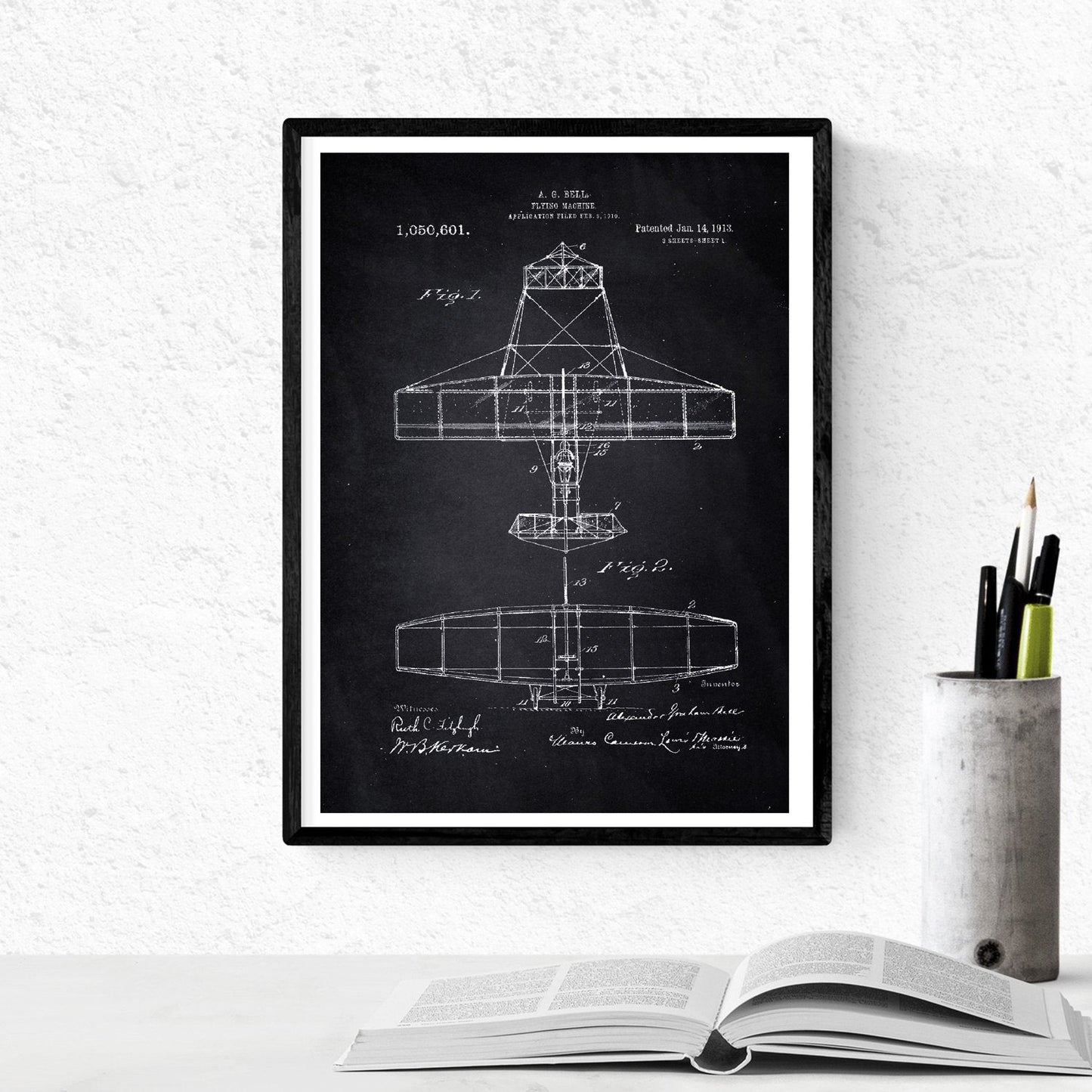 Negro - Pack de 4 Láminas con Patentes de Aviones. Set de Posters con inventos y Patentes Antiguas..-Artwork-Nacnic-Nacnic Estudio SL