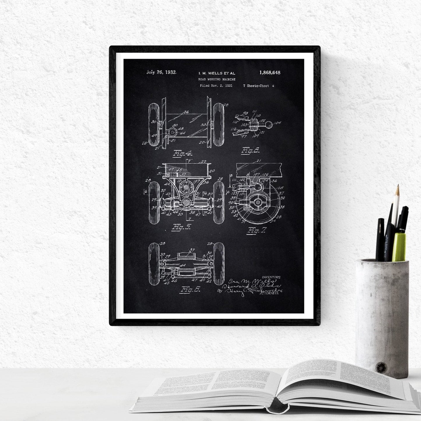 Negro - Pack de 4 Láminas con Patentes de Camiones. Set de Posters con inventos y Patentes Antiguas.-Artwork-Nacnic-Nacnic Estudio SL