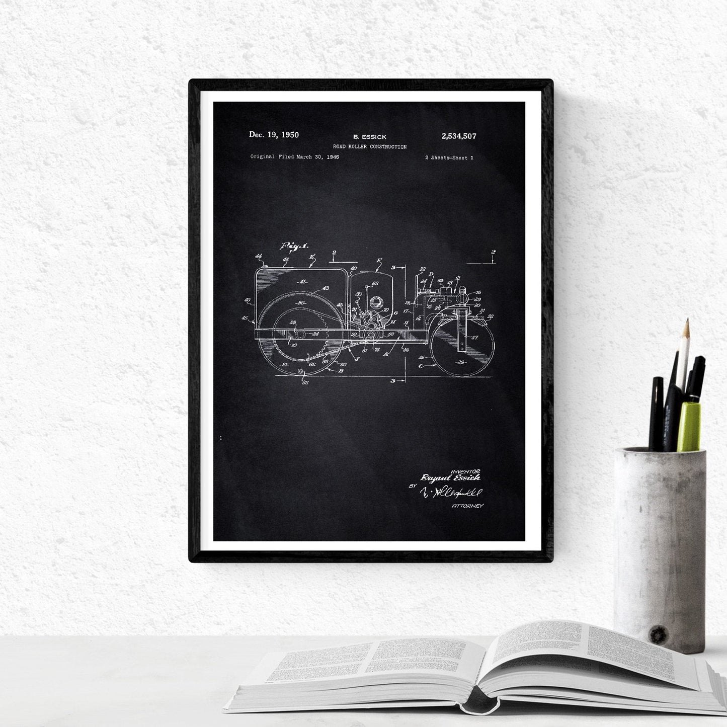 Negro - Pack de 4 Láminas con Patentes de Camiones. Set de Posters con inventos y Patentes Antiguas.-Artwork-Nacnic-Nacnic Estudio SL