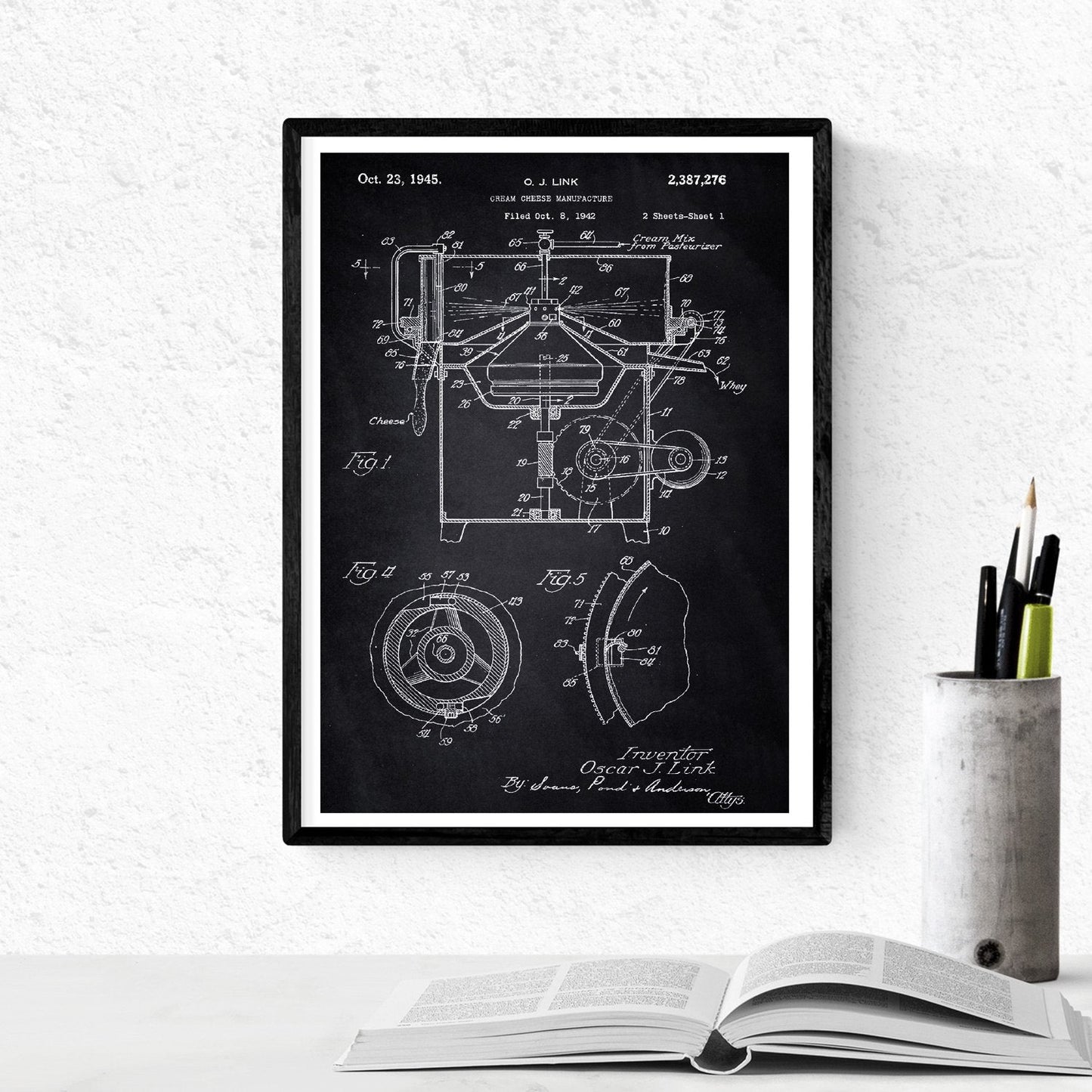 Negro - Pack de 4 Láminas con Patentes de Cocina. Set de Posters con inventos y Patentes Antiguas.-Artwork-Nacnic-Nacnic Estudio SL