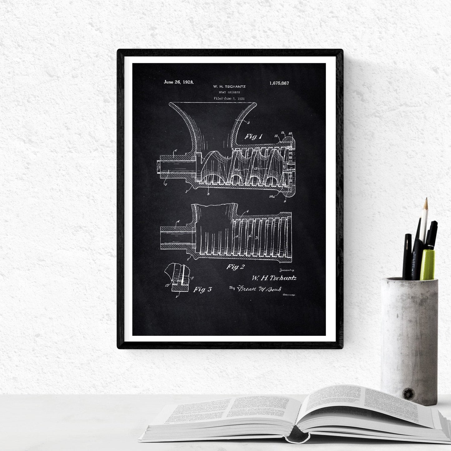 Negro - Pack de 4 Láminas con Patentes de Cocina. Set de Posters con inventos y Patentes Antiguas.-Artwork-Nacnic-Nacnic Estudio SL