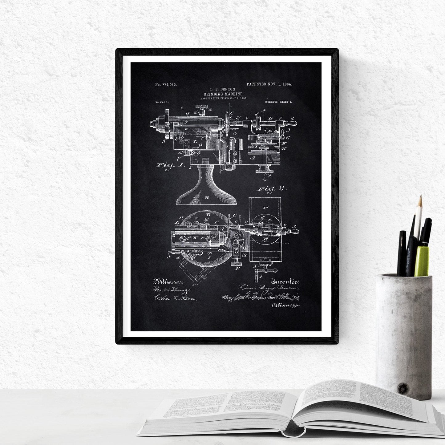 Negro - Pack de 4 Láminas con Patentes de Cocina. Set de Posters con inventos y Patentes Antiguas.-Artwork-Nacnic-Nacnic Estudio SL