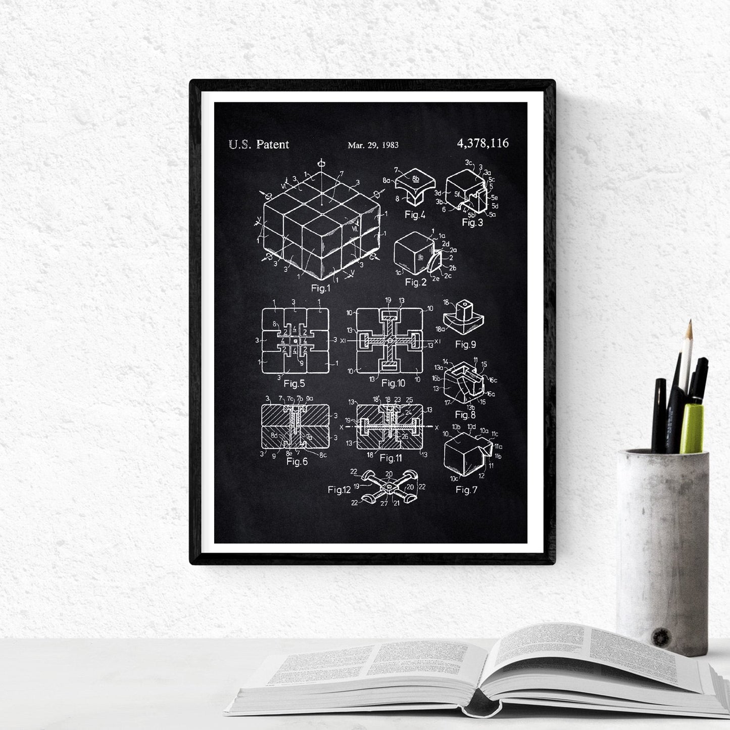 Negro - Pack de 4 Láminas con Patentes de Juegos DE Mesa. Set de Posters con inventos y Patentes Antiguas.-Artwork-Nacnic-Nacnic Estudio SL