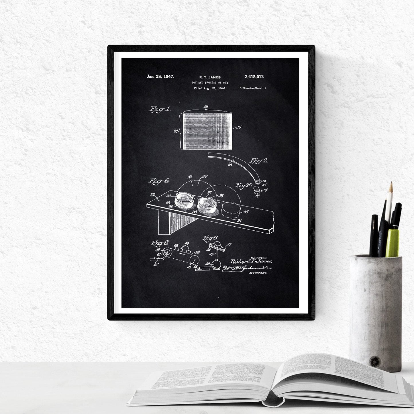 Negro - Pack de 4 Láminas con Patentes de Juegos Infantiles. Set de Posters con inventos y Patentes Antiguas.-Artwork-Nacnic-Nacnic Estudio SL