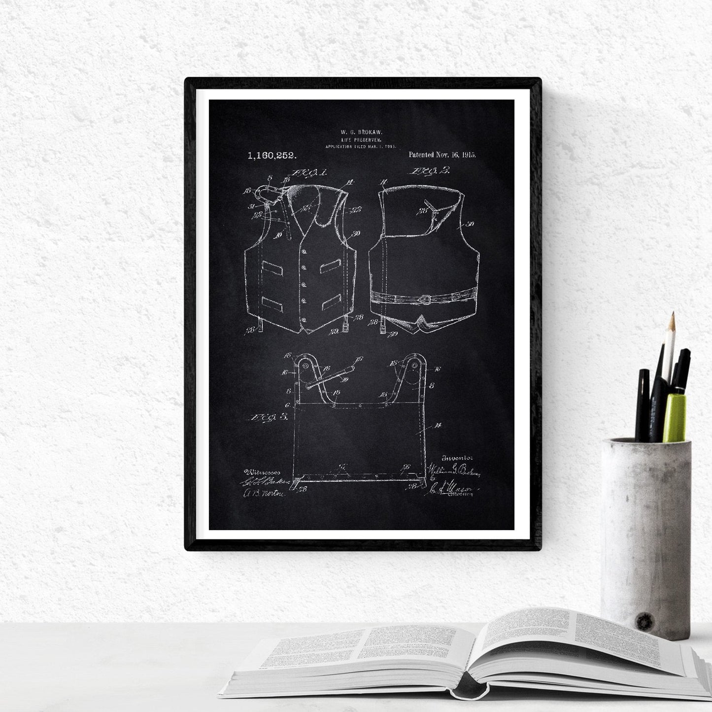 Negro - Pack de 4 Láminas con Patentes de Kayak. Set de Posters con inventos y Patentes Antiguas.-Artwork-Nacnic-Nacnic Estudio SL