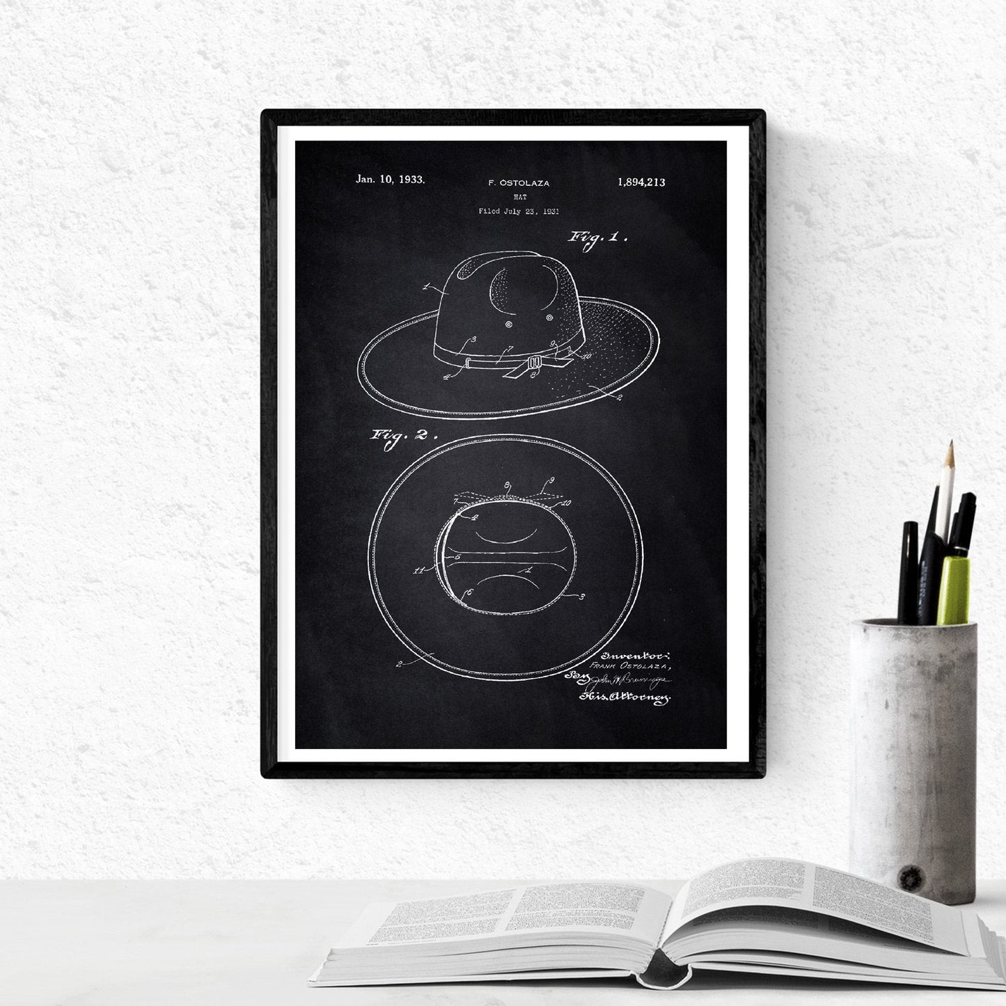 Negro - Pack de 4 Láminas con Patentes de Moda. Set de Posters con inventos y Patentes Antiguas.-Artwork-Nacnic-Nacnic Estudio SL