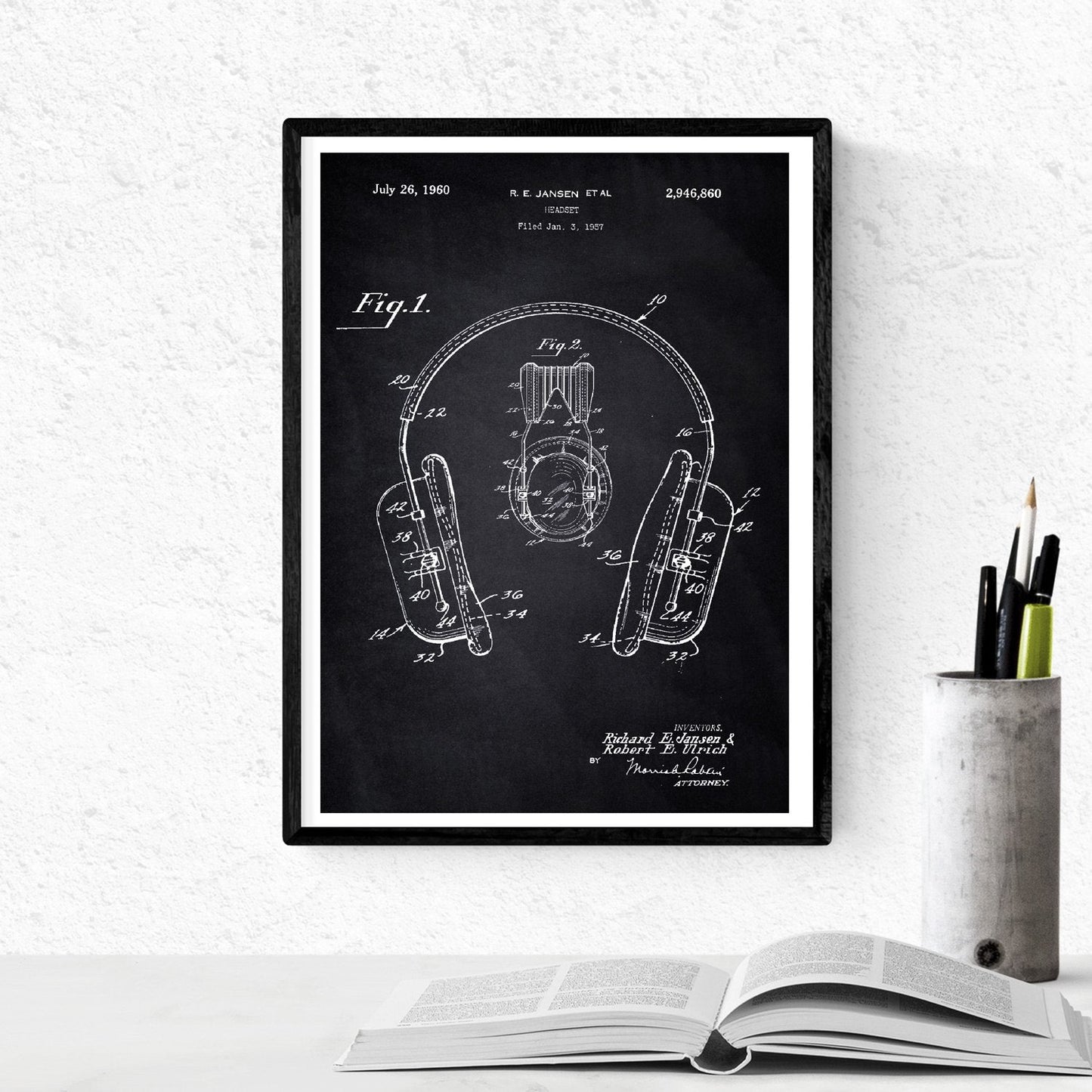 Negro - Pack de 4 Láminas con Patentes de Tocadiscos. Set de Posters con inventos y Patentes Antiguas.-Artwork-Nacnic-Nacnic Estudio SL