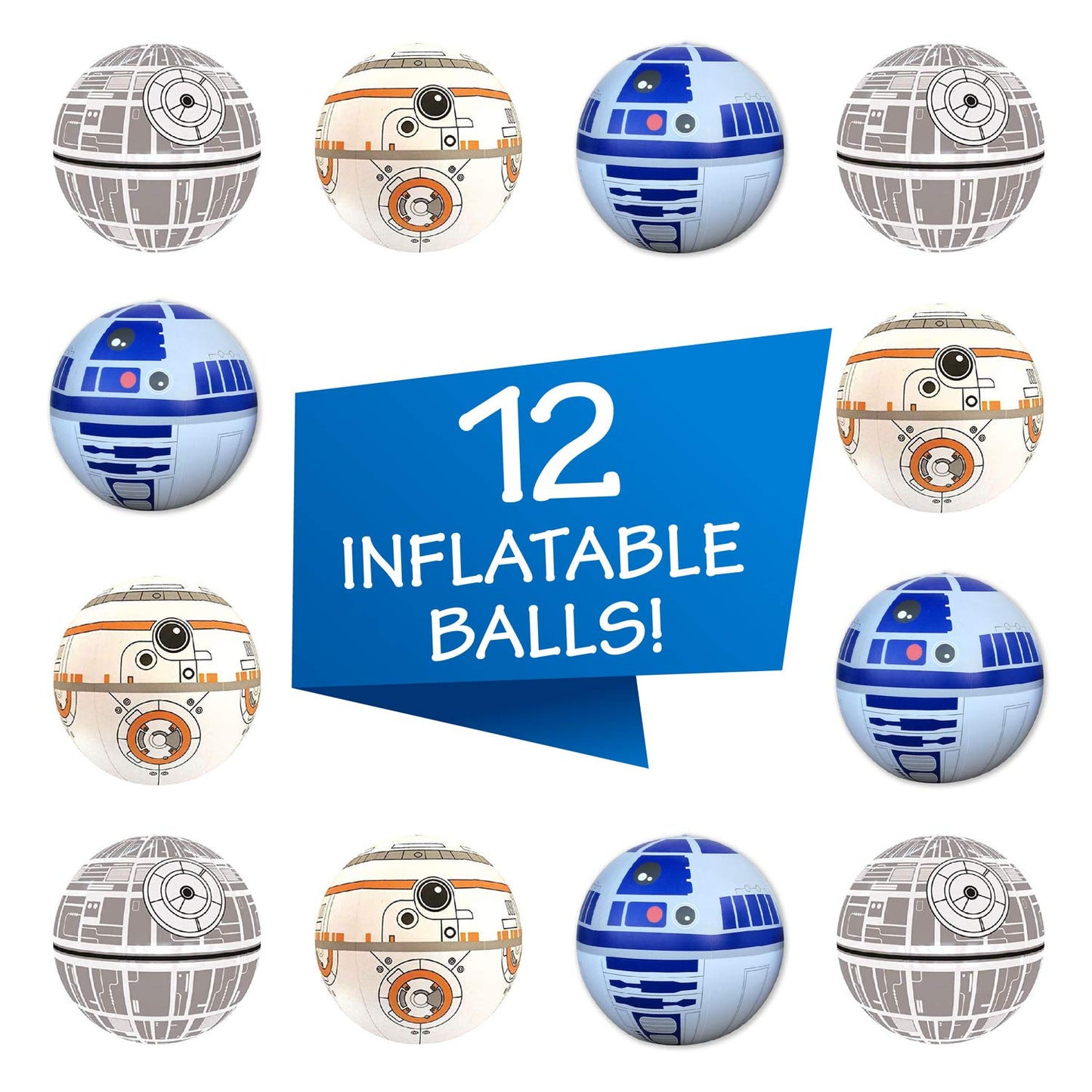 Pack de 12 bolas de juego grandes, regalo divertido para interiores y exteriores, para jugar o decoración de habitaciones, decoración de fiestas, juguetes inflables de agua para piscina.-Nacnic-Nacnic Estudio SL