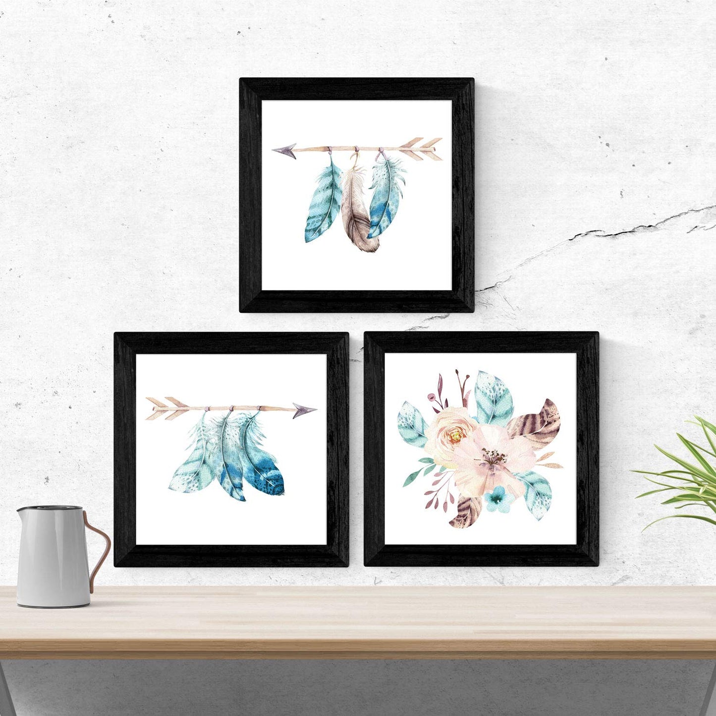 Pack de 3 láminas de Plumas ILUSTRADAS.-Artwork-Nacnic-Nacnic Estudio SL
