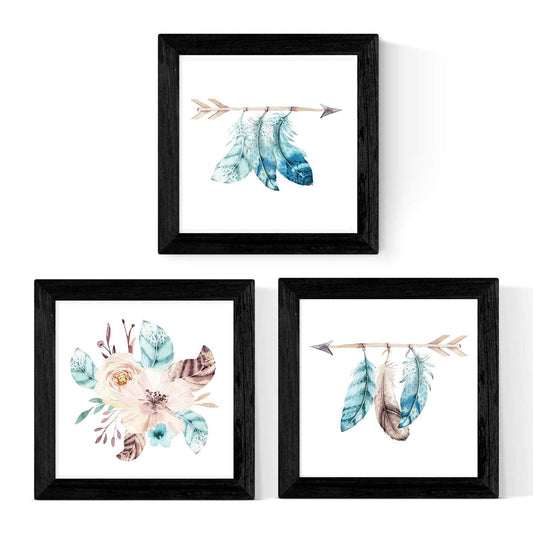 Pack de 3 láminas de Plumas ILUSTRADAS.-Artwork-Nacnic-Nacnic Estudio SL