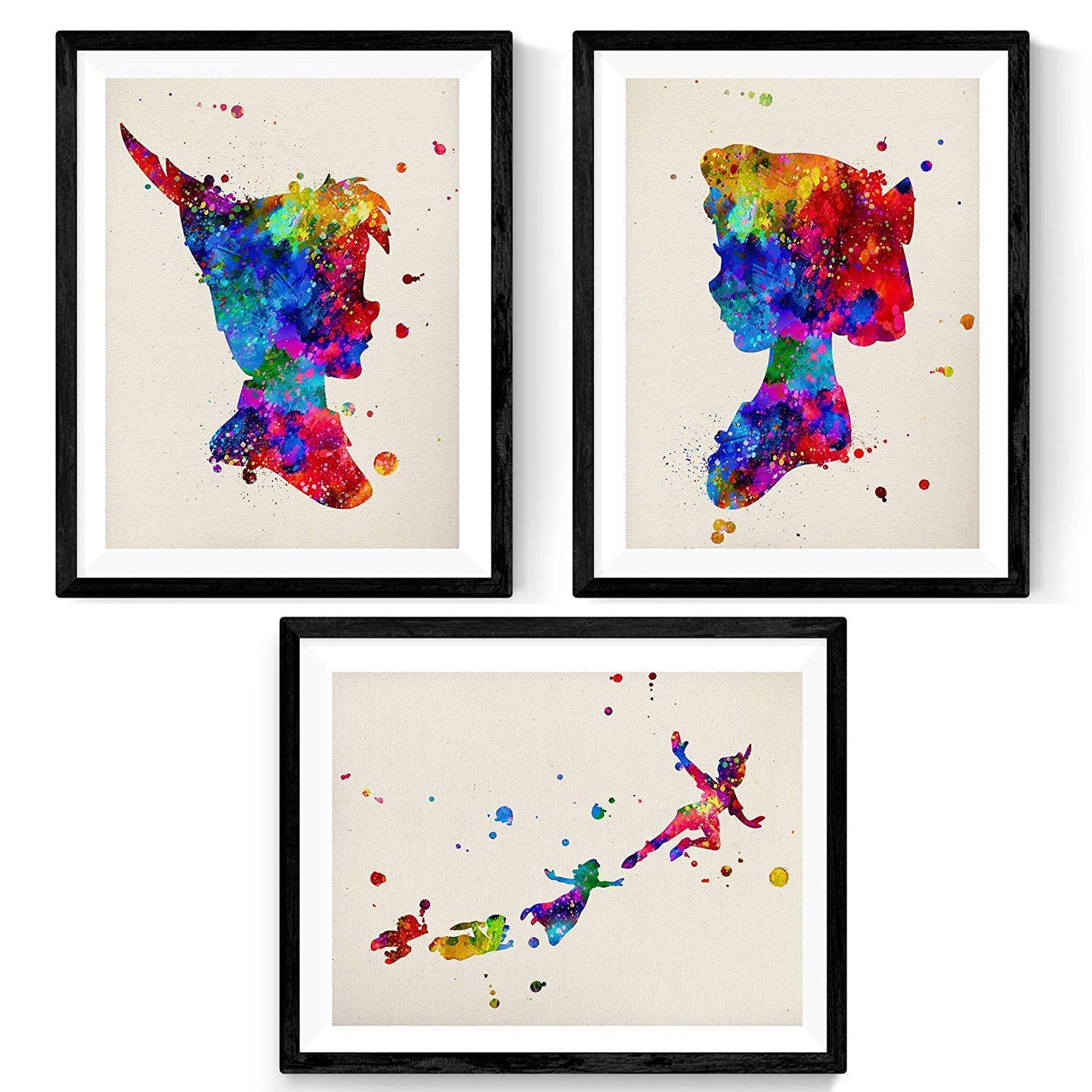 Pack de 3 láminas en estilo acuarela. Carteles con imágenes de Peter Pan, Campanilla y sus amigos. Decoración infantil..-Artwork-Nacnic-Nacnic Estudio SL