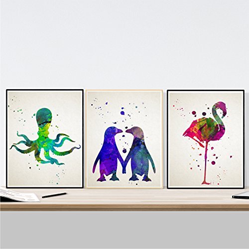 Pack de 3 láminas para enmarcar de ANIMALES. Posters en . Decoración del hogar con imágenes de animales. alta calidad. Imágenes de animales en acuarela para enmarcar-Artwork-Nacnic-Nacnic Estudio SL