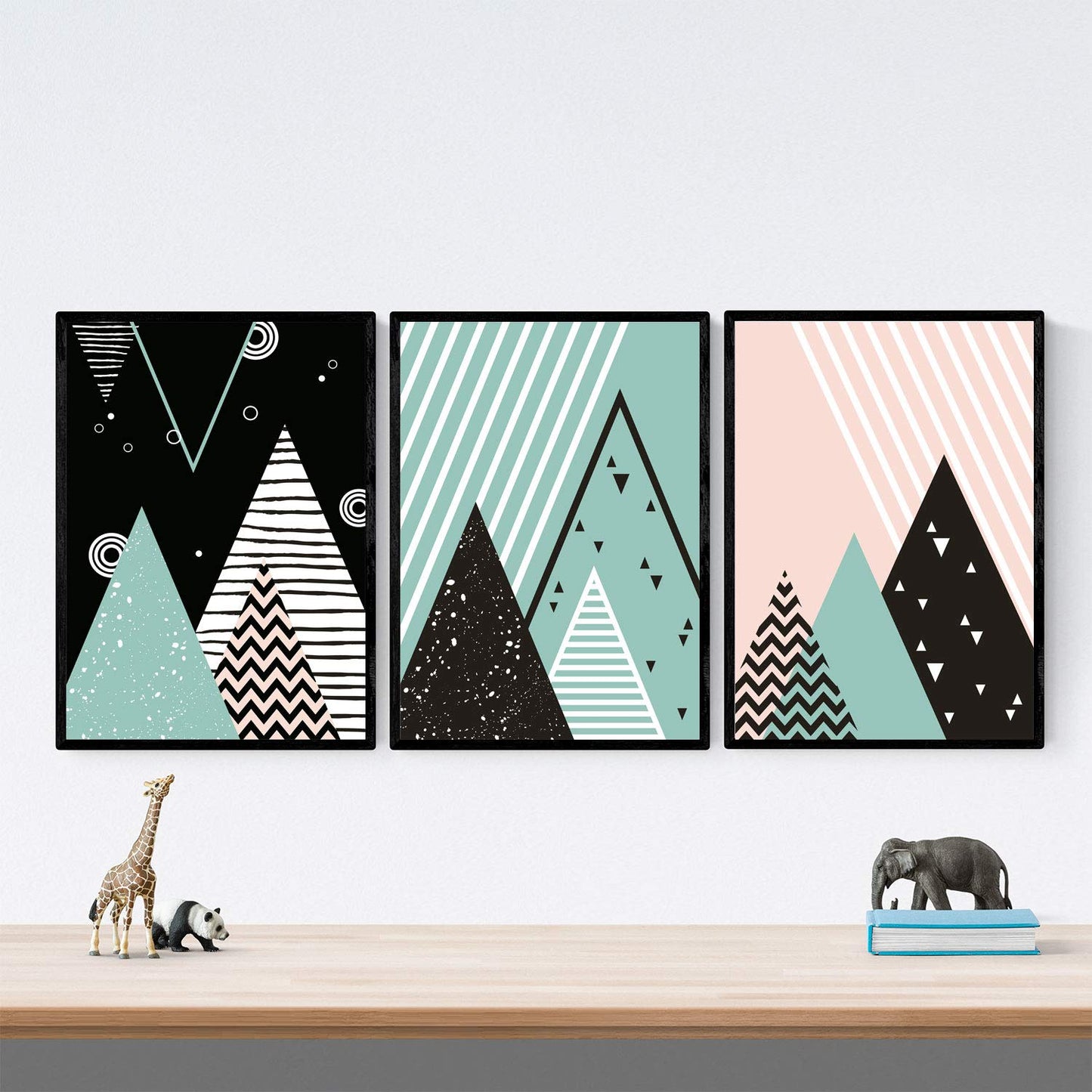 PACK de 3 láminas para enmarcar MONTAÑAS GEOMÉTRICAS. Estillo NORDICO, escandinavo. Decoración de hogar. Posters impresos en alta calidad y-Artwork-Nacnic-Nacnic Estudio SL