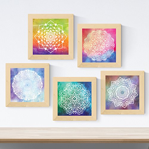 Pack de 5 láminas con imágenes de Mandalas CREACION. Posters Cuadrados con Mandalas. Decoración de hogar. Llena tu casa de espiritualidad con Nuestros diseños-Artwork-Nacnic-Nacnic Estudio SL