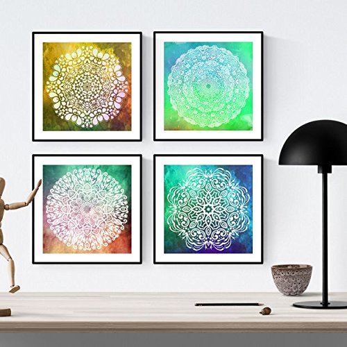 Pack de 5 láminas con imágenes de Mandalas LIBERTAD. Posters Cuadrados con Mandalas. Decoración de hogar. Llena tu casa de espiritualidad con Nuestros diseños-Nacnic-Nacnic Estudio SL