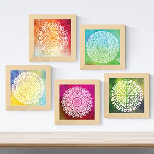 Pack de 5 láminas con imágenes de Mandalas MOTIVACION. Posters Cuadrados con Mandalas. Decoración de hogar. Llena tu casa de espiritualidad con Nuestros diseños-Artwork-Nacnic-Nacnic Estudio SL