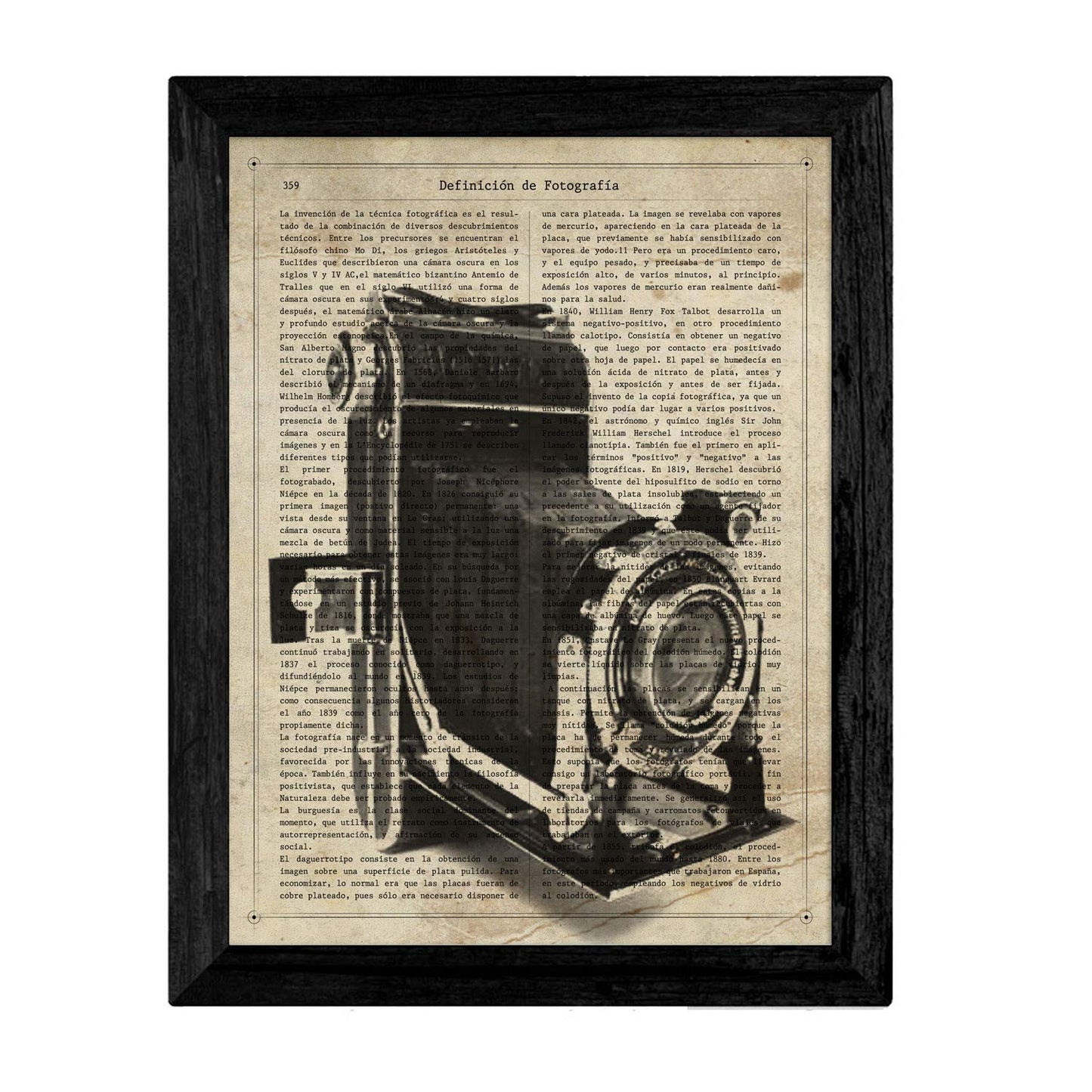 Pack de Cuatro láminas Vintage Camara de Fotos, máquina de Escribir, telefono y televisión con definiciones fotografía, emociones, Amistad y comunicacion 250 Gr-Artwork-Nacnic-Nacnic Estudio SL